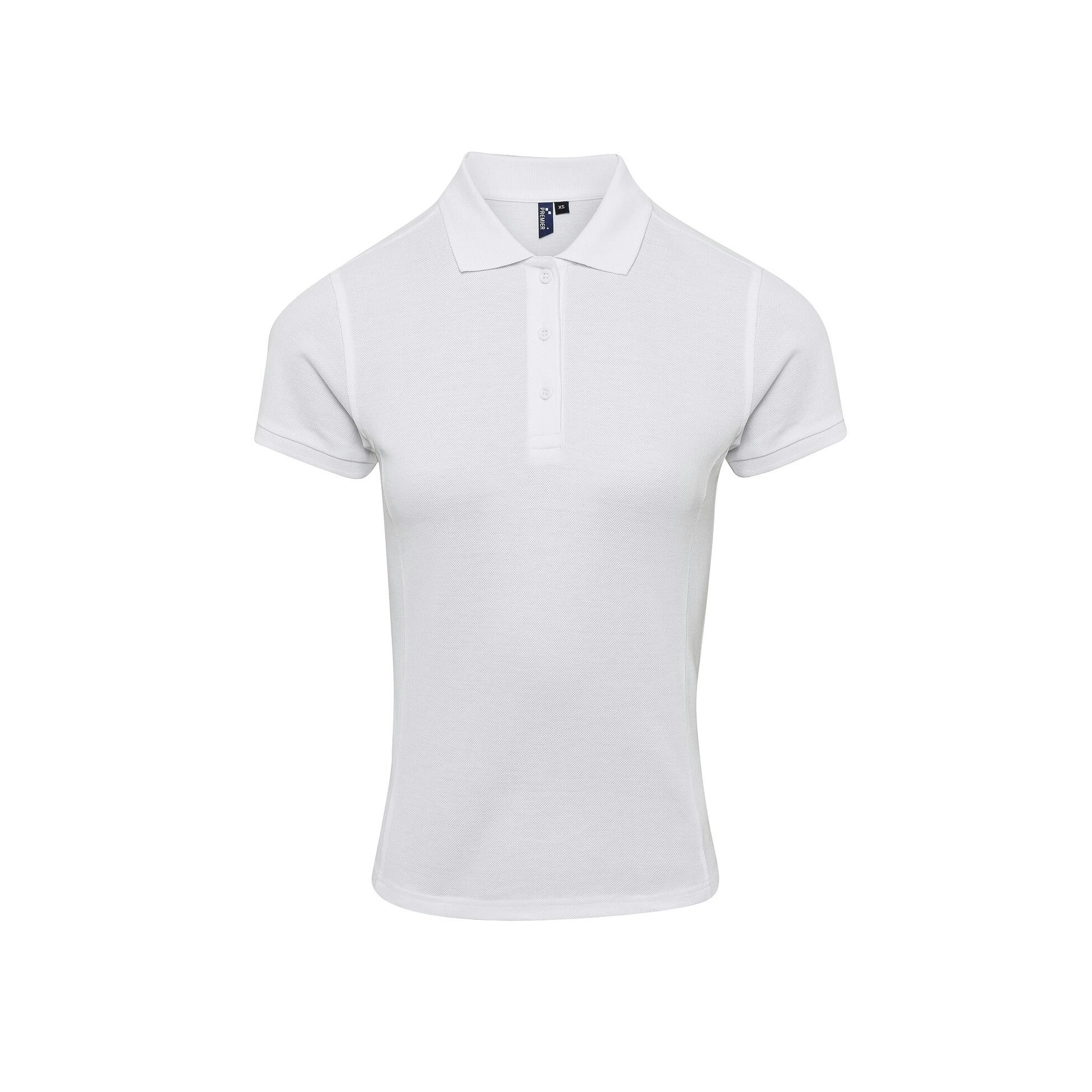Premier Unisex Womens/Ladies Coolchecker Plus Piqu Polo With CoolPlus (White) - Size Small - Image 3