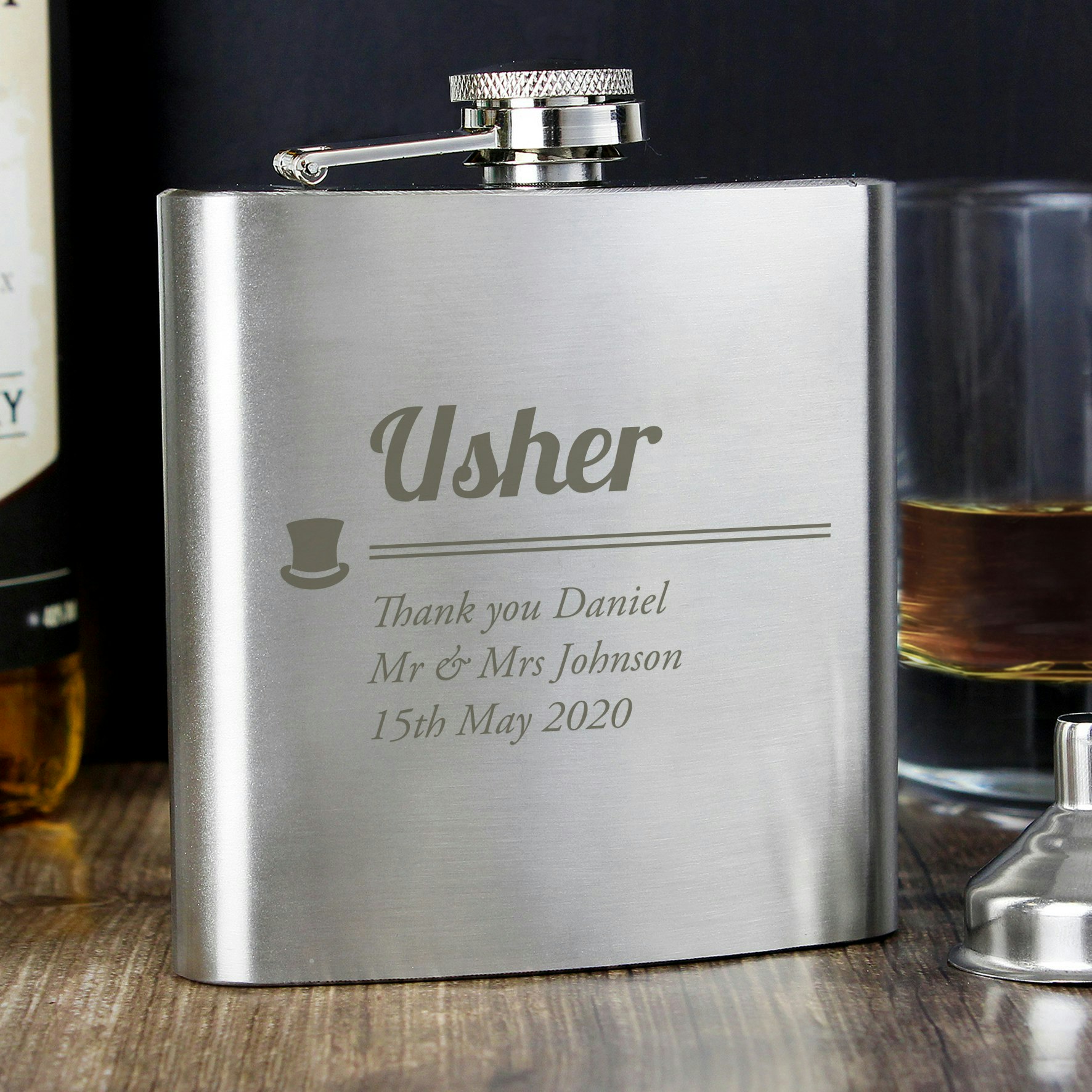 Rackhams Personalised Usher Hip Flask