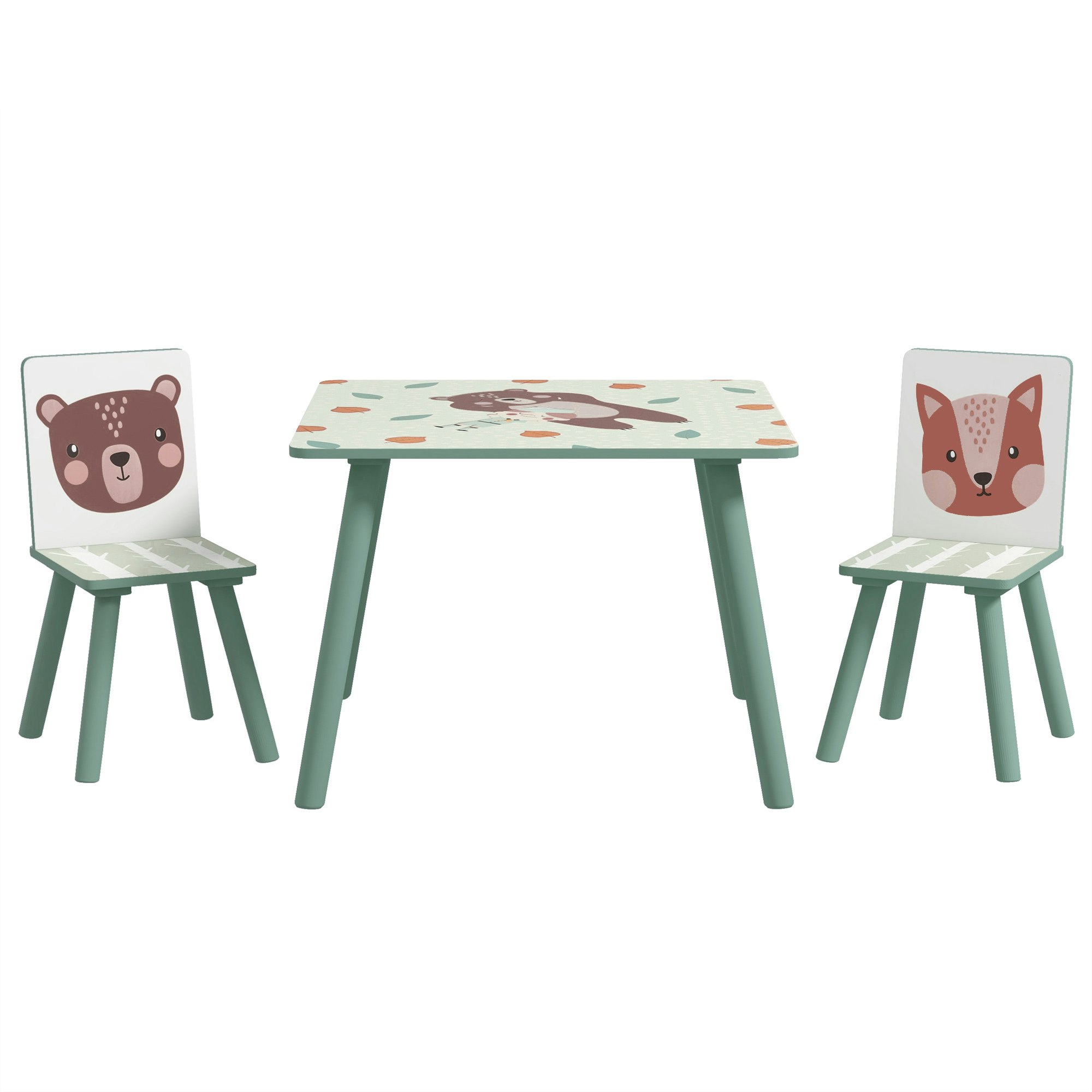 Rackhams Green Kids Table And Chairs, Children Desk With Chairs, Size 2