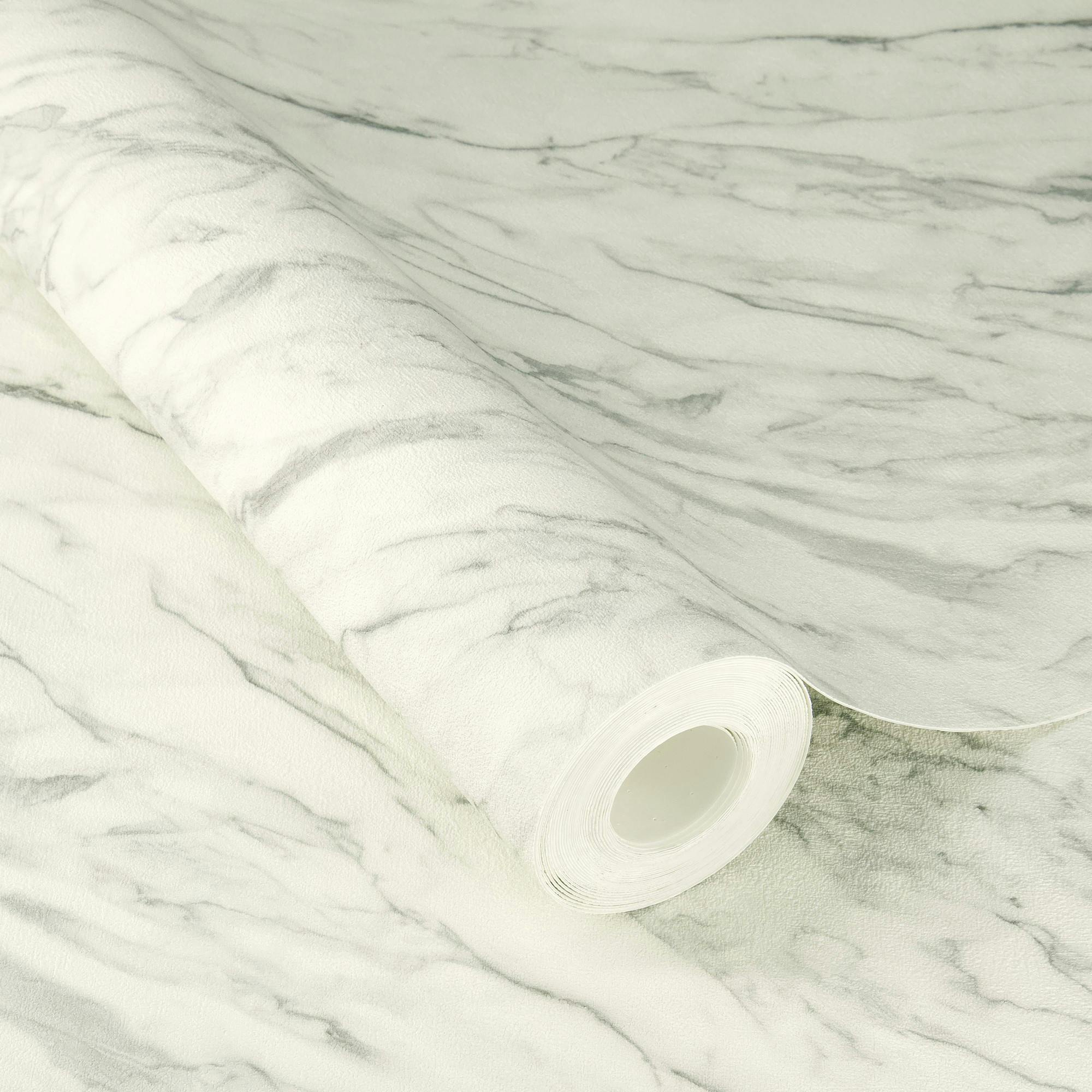 Rackhams Grey Carrara Marble Self Adhesive Peel And Stick Textured Wallpaper,