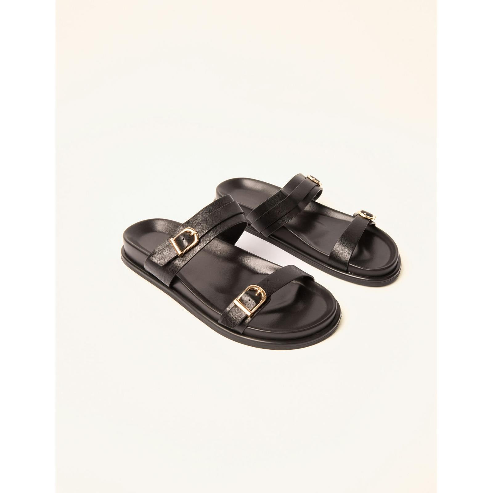 Blue Vanilla Blue/Black Vanilla Buckled Strap Sandals - Uk 7