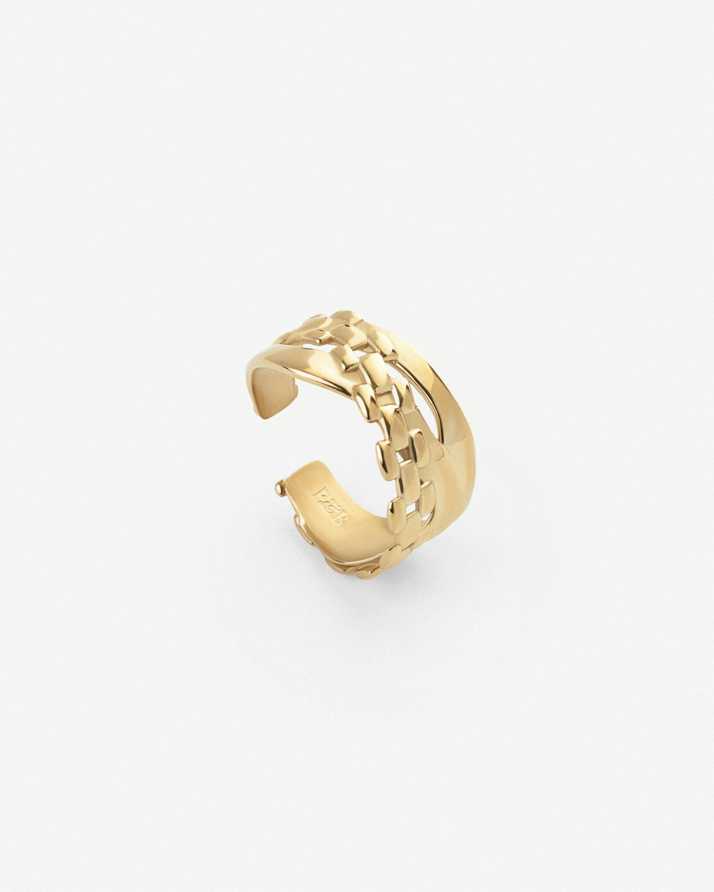 Elk & Bloom Gold Molten Moment Chunky Abstract 14K Chain Ring - No Thank You