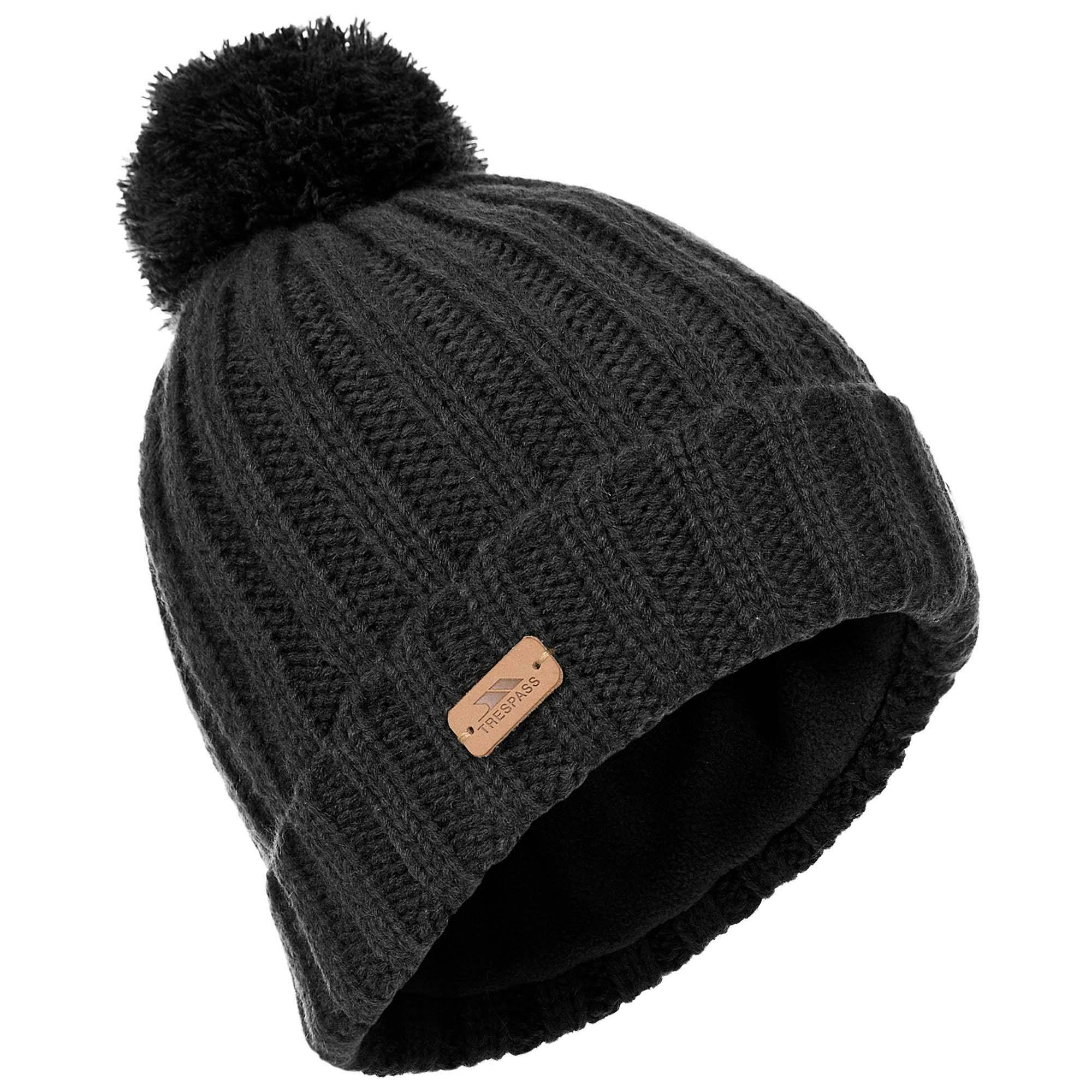 Trespass Men's Black Thorns Beanie Hat - One Size - 50% Acrylic/50% Polyester Anti Pil Fleece