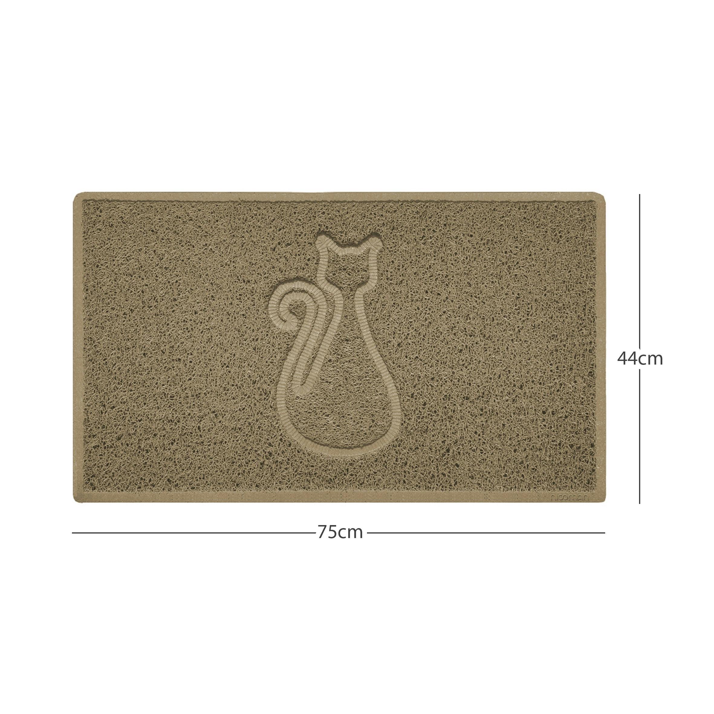 Nicoman Beige "Cat" Embossed Loofah Textured Spaghetti Door Mat - 75Cm X 44Cm - Yes (Suitable For Indoors)