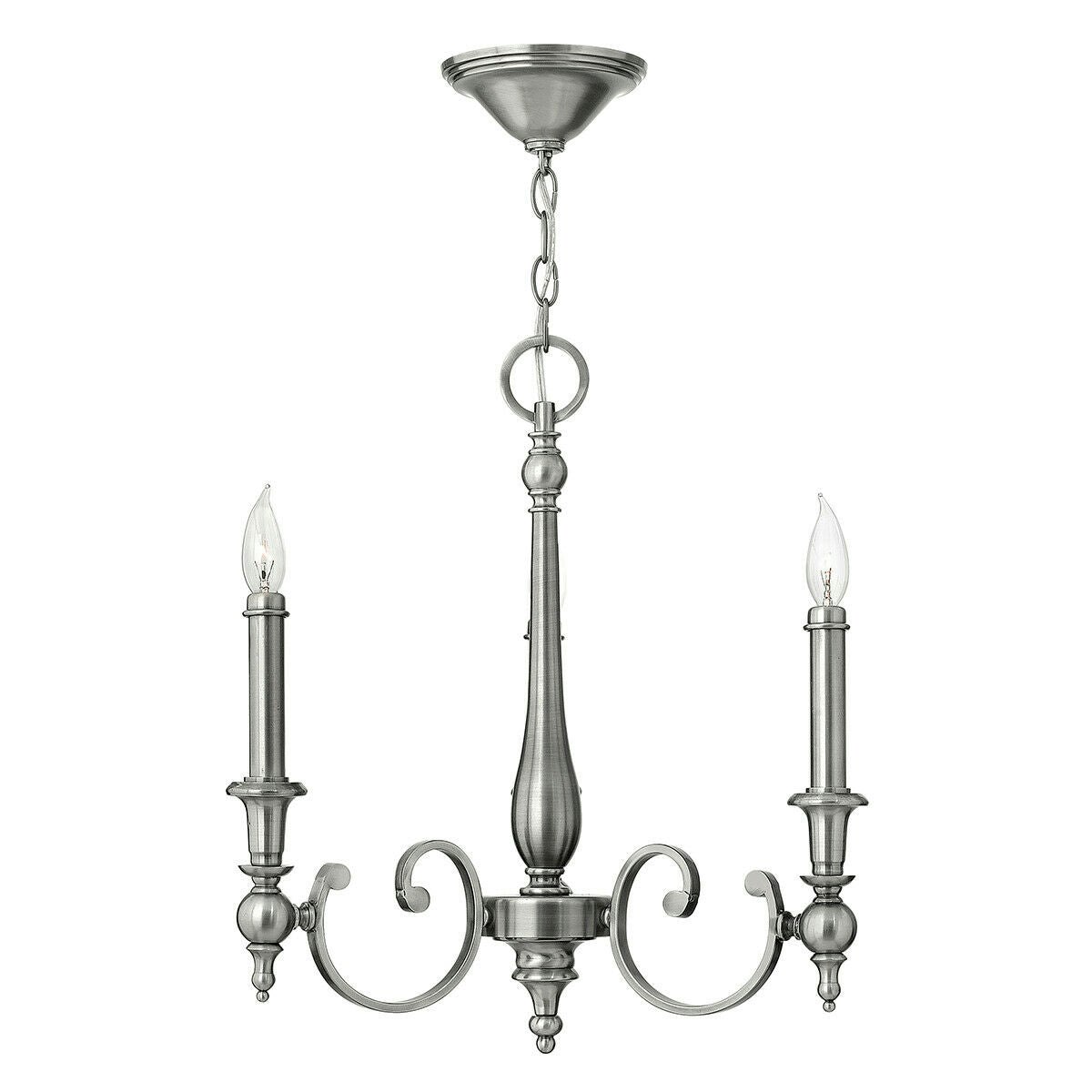 Rackhams Light Bulb Chandelier Hanging Pendant Antique Nickel Led E14 60W Bulb Size 3