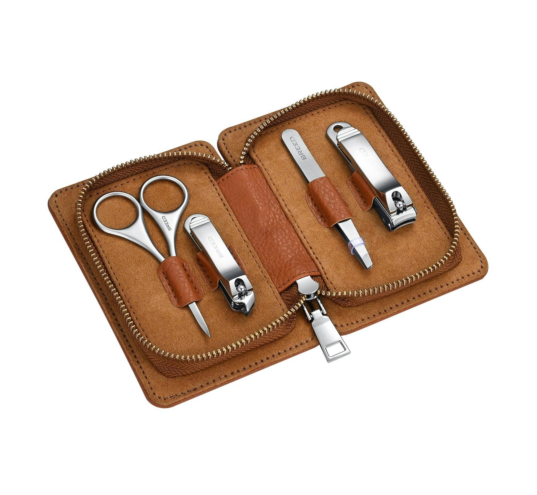 Breed Sabre 4 Piece Surgical Steel Groom Kit - Camel