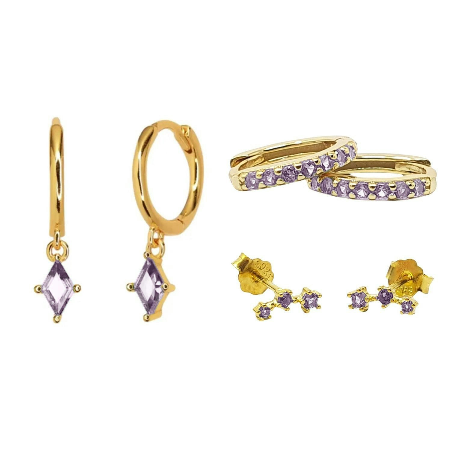 Harfi Gold Alexandrite June Birthstone Plated Earrings Gift Set For Her