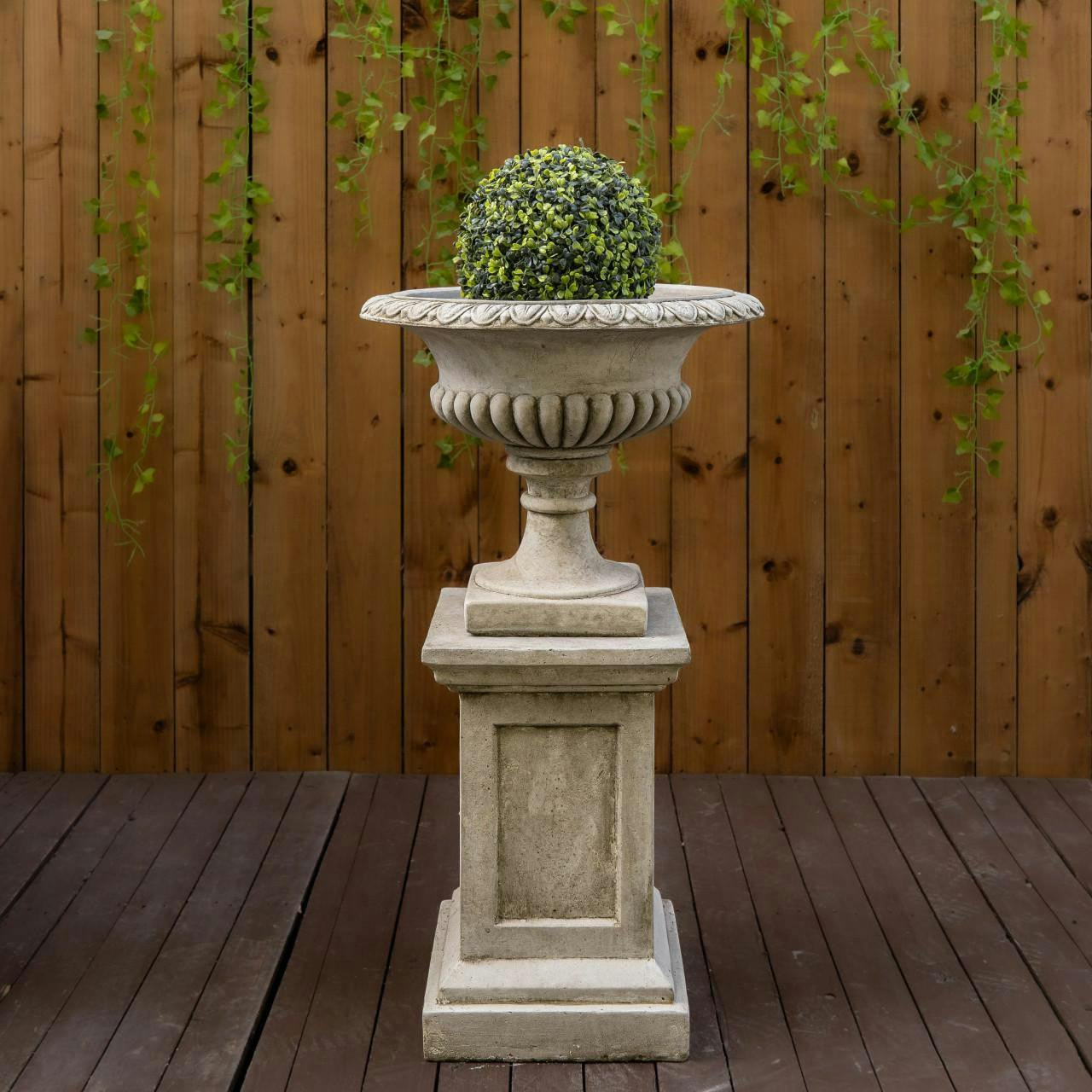 Rackhams Very Large Stone Cast Victorian Garden Urn And Plinth