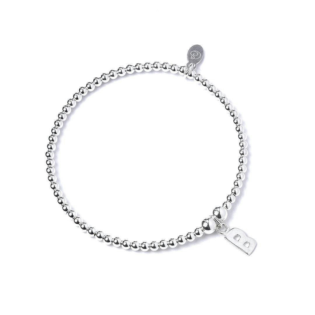 Mylee London Silver Letter Initial Sterling Ball Bead Bracelet - Yes - B
