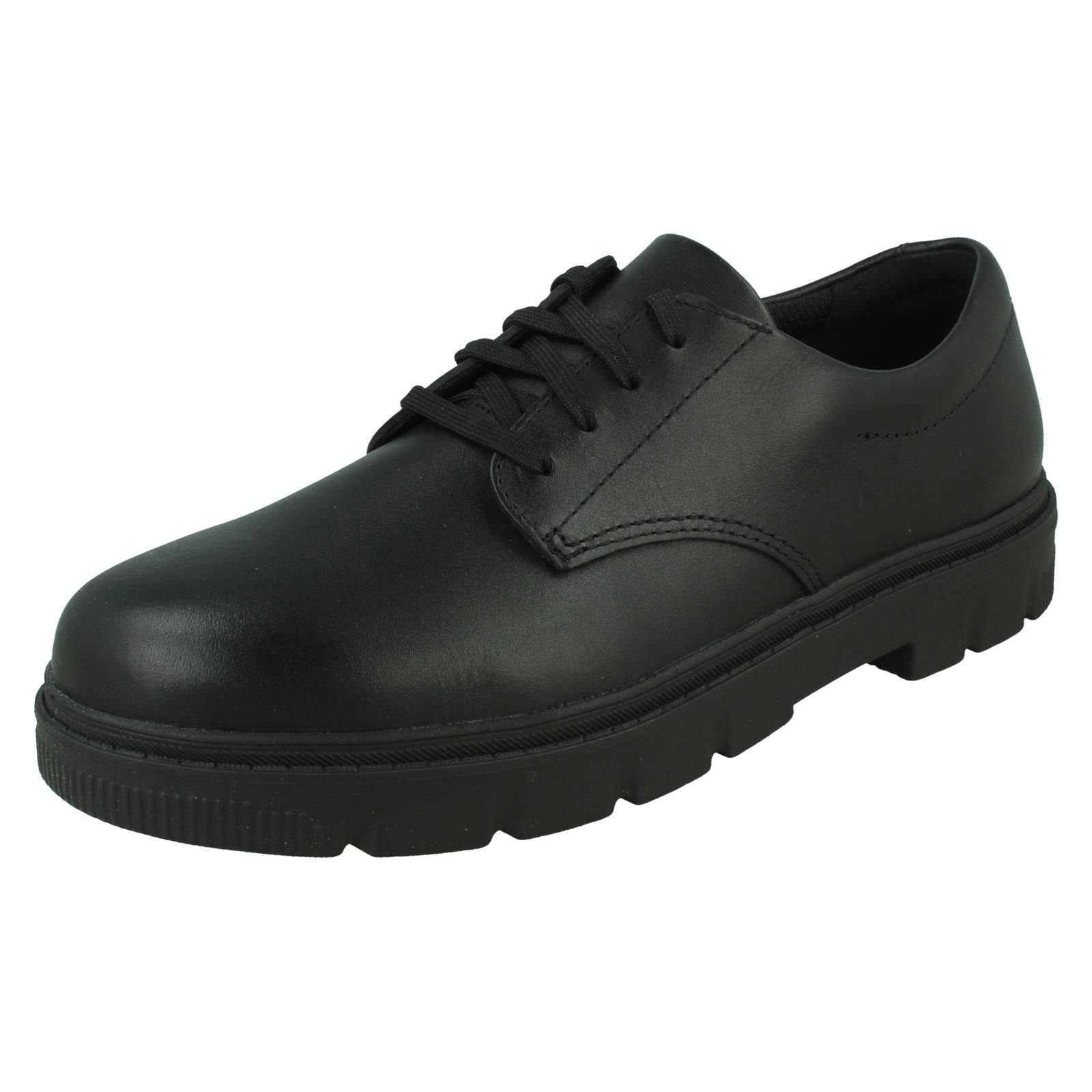 Clarks Boys Black Chunky Sole School Shoes Lorcam Loop Y - Leather - Uk 4 Child - H