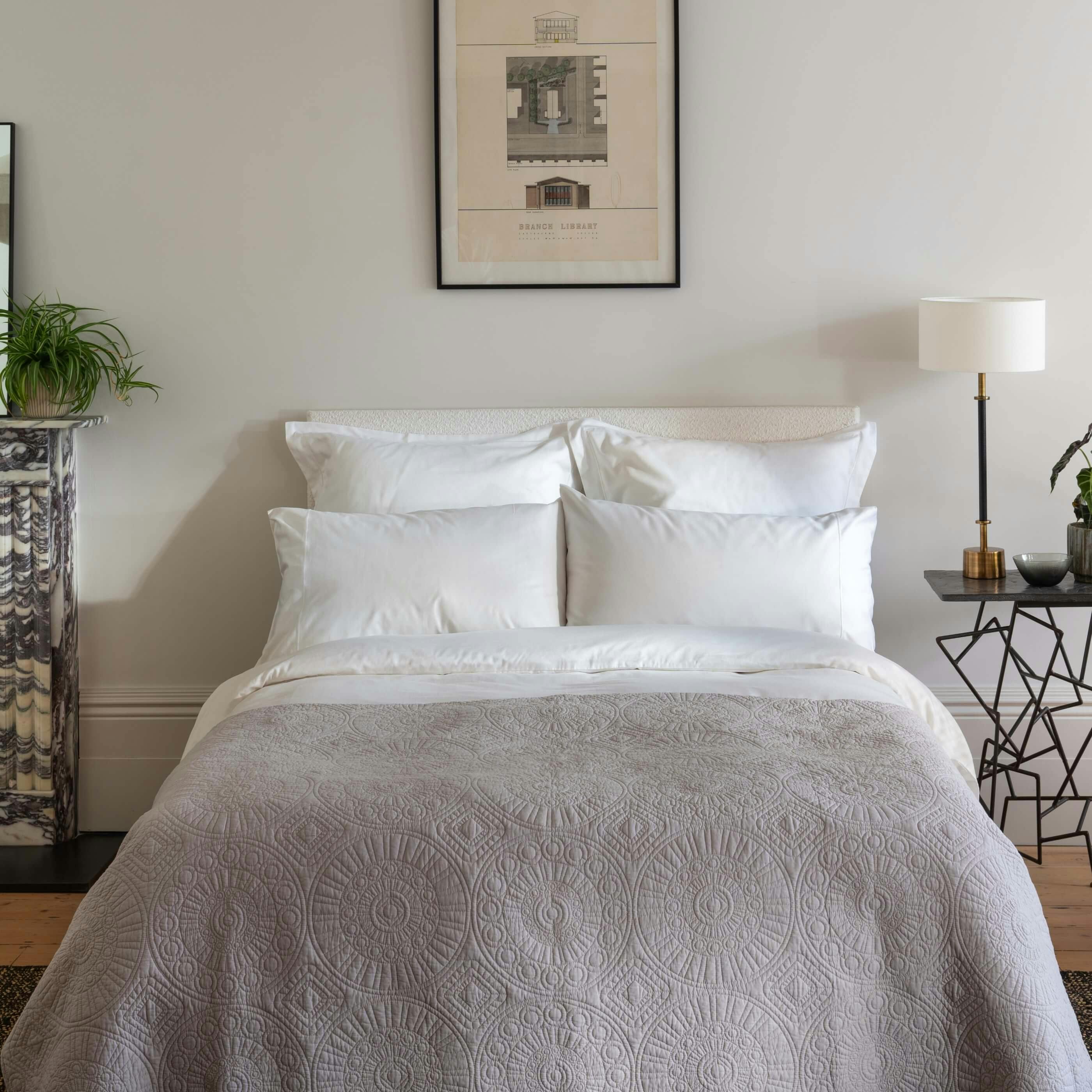 Rackhams Light Stone Quilted Cotton Bedspread - Single