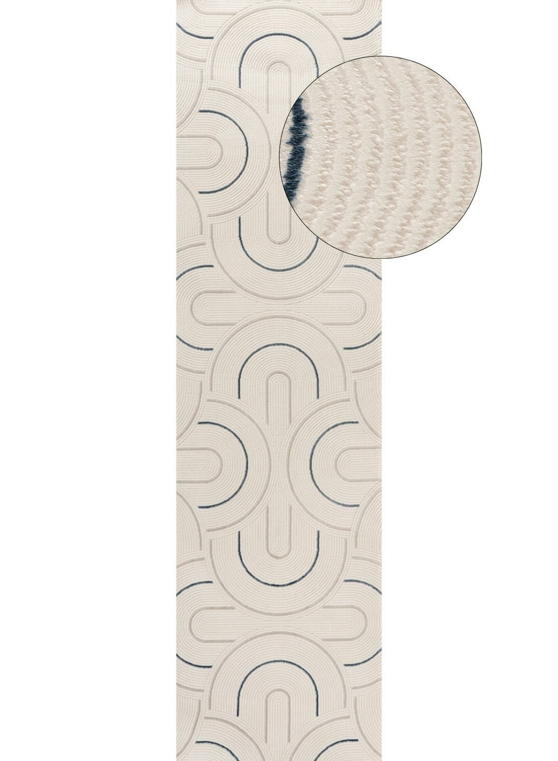 The Rugs Cream/Blue Carmel - Geometric Rug | 6070 - 80X300 Cm - Image 2