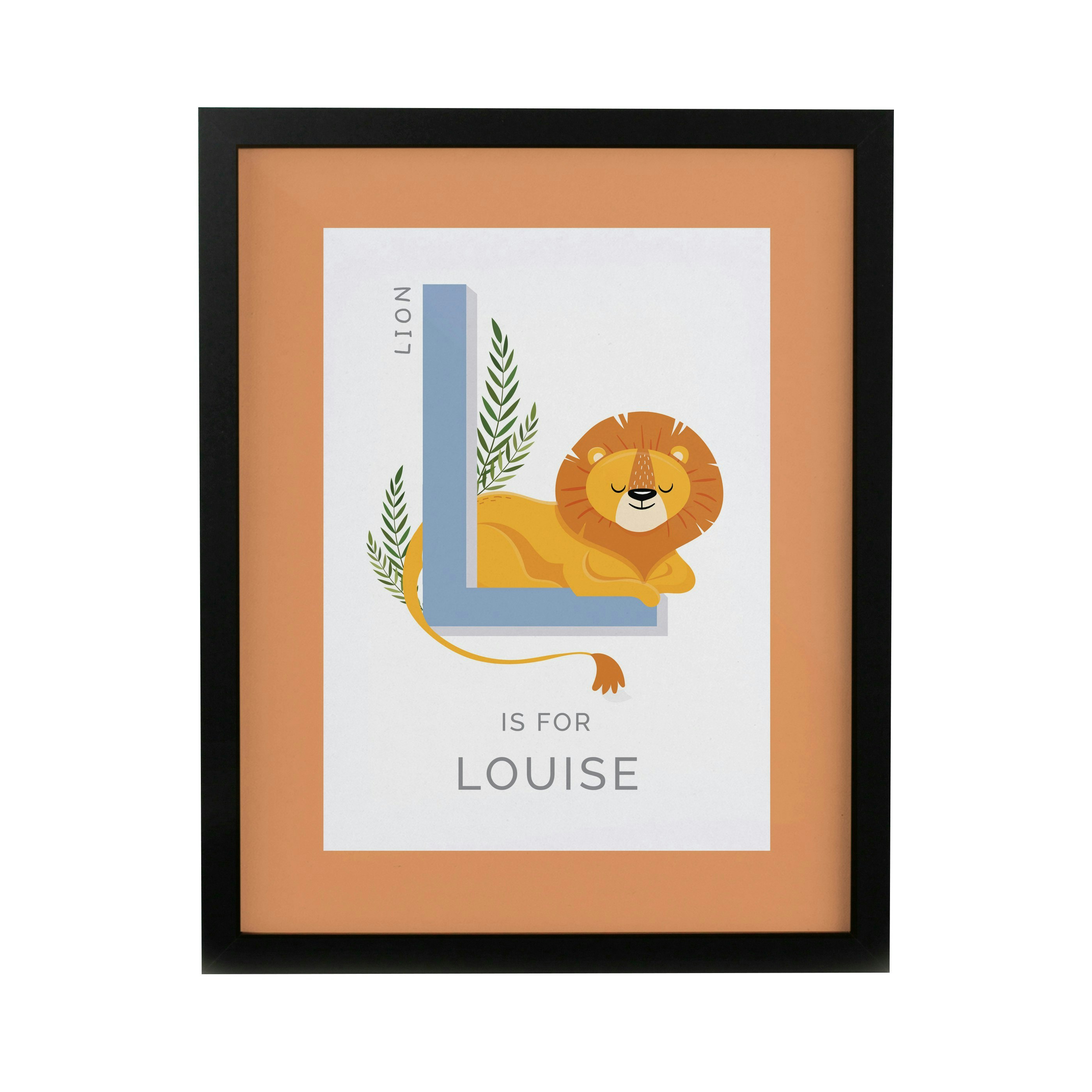 Rackhams Black Personalised Animal Alphabet Poster Frame