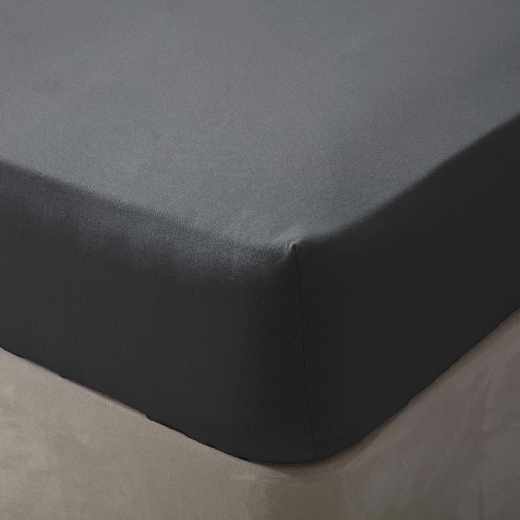 Belledorm Brushed Cotton Fitted Sheet - Charcoal - Single - Charcoal - 100% Brushed Cotton