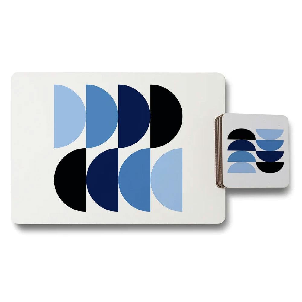 Rackhams Light Set Of 12 Geometric Placemats And Coasters With Wood Bottom