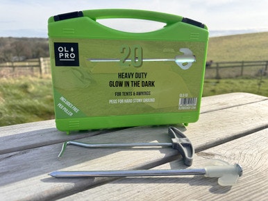 Olpro Dark Case Of 20 Glow In The Pegs With Peg Puller