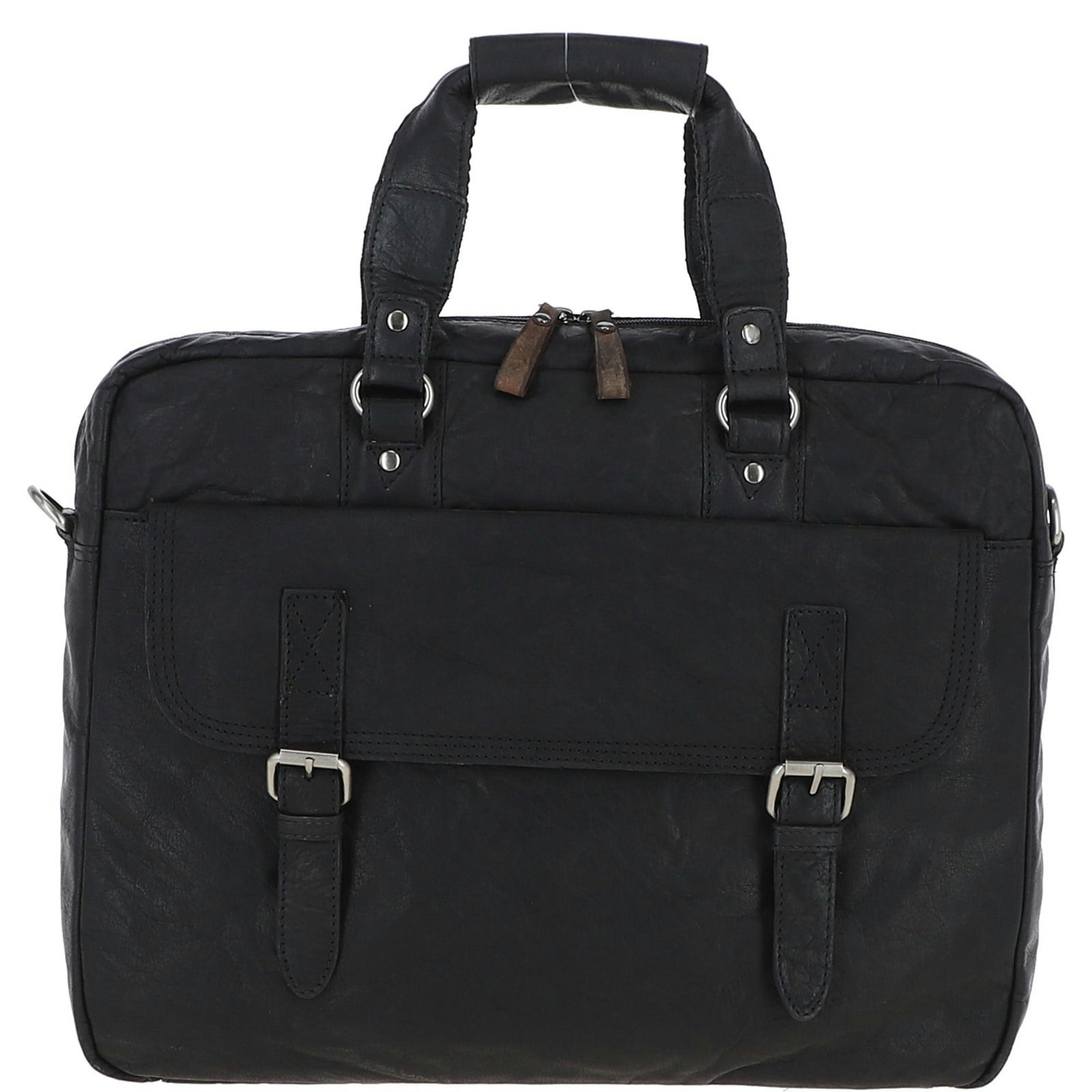 Ashwood Black Genuine Premium Leather Vintage Work Briefcase Bag With Padded Compartment For 15 Inch Laptop & Multiple Organiser Compartments, F-83 - One Size - Leather