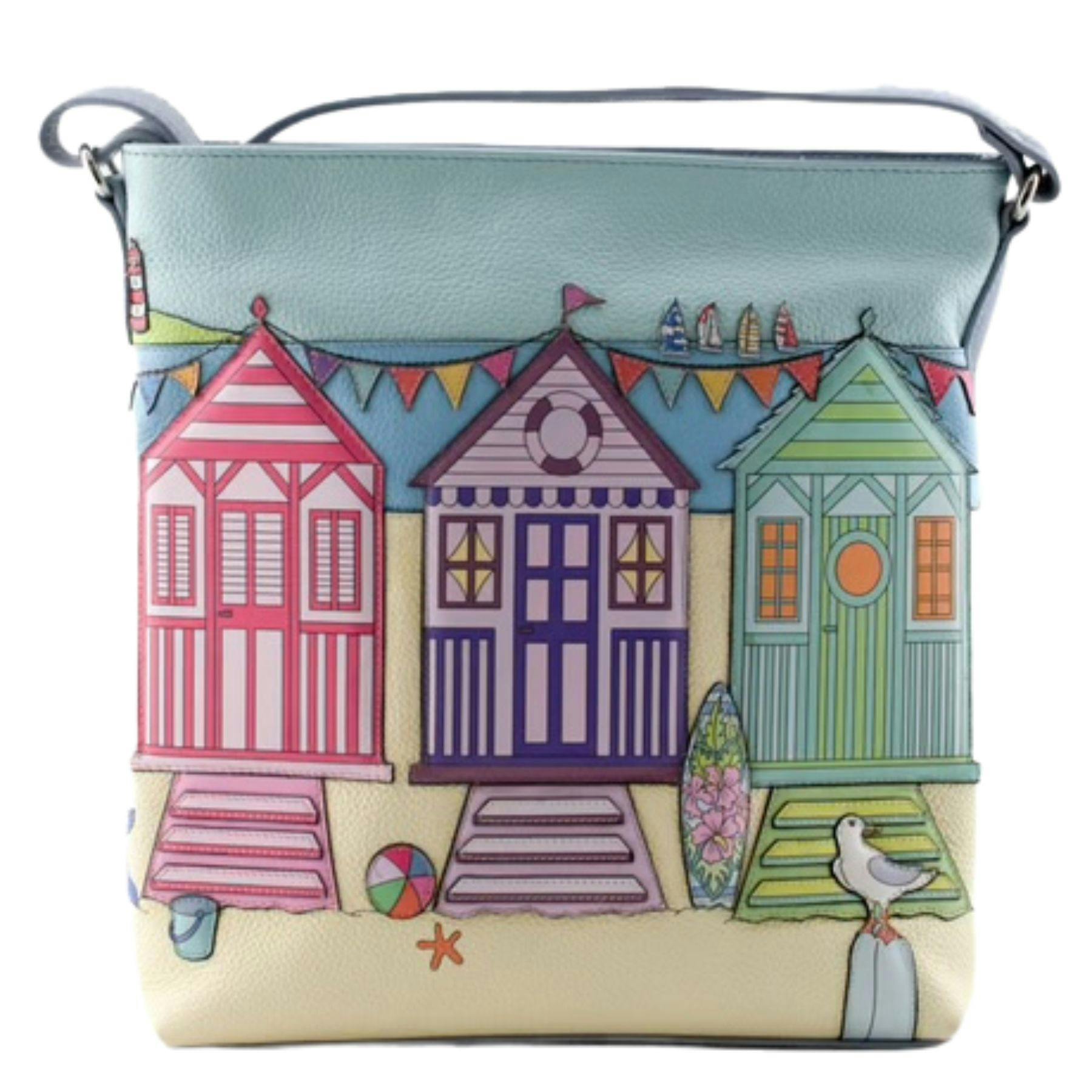 Mala Leather The Southwold Seafront Collection - Tall Crossbody - One Size - Multi Pastel - Leather