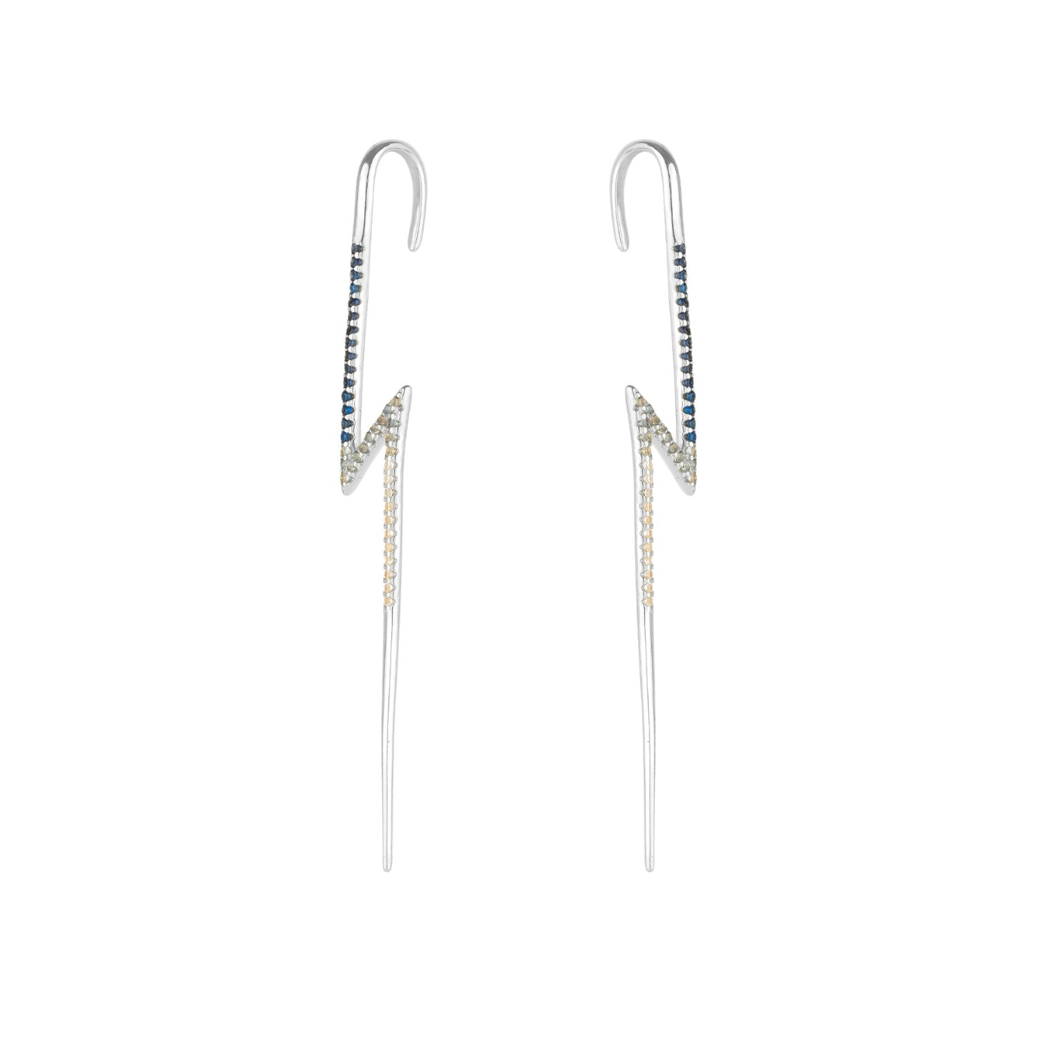 Spero London Silver True Lightning Gemstones Sterling Bolt Ear Crawler - Pair