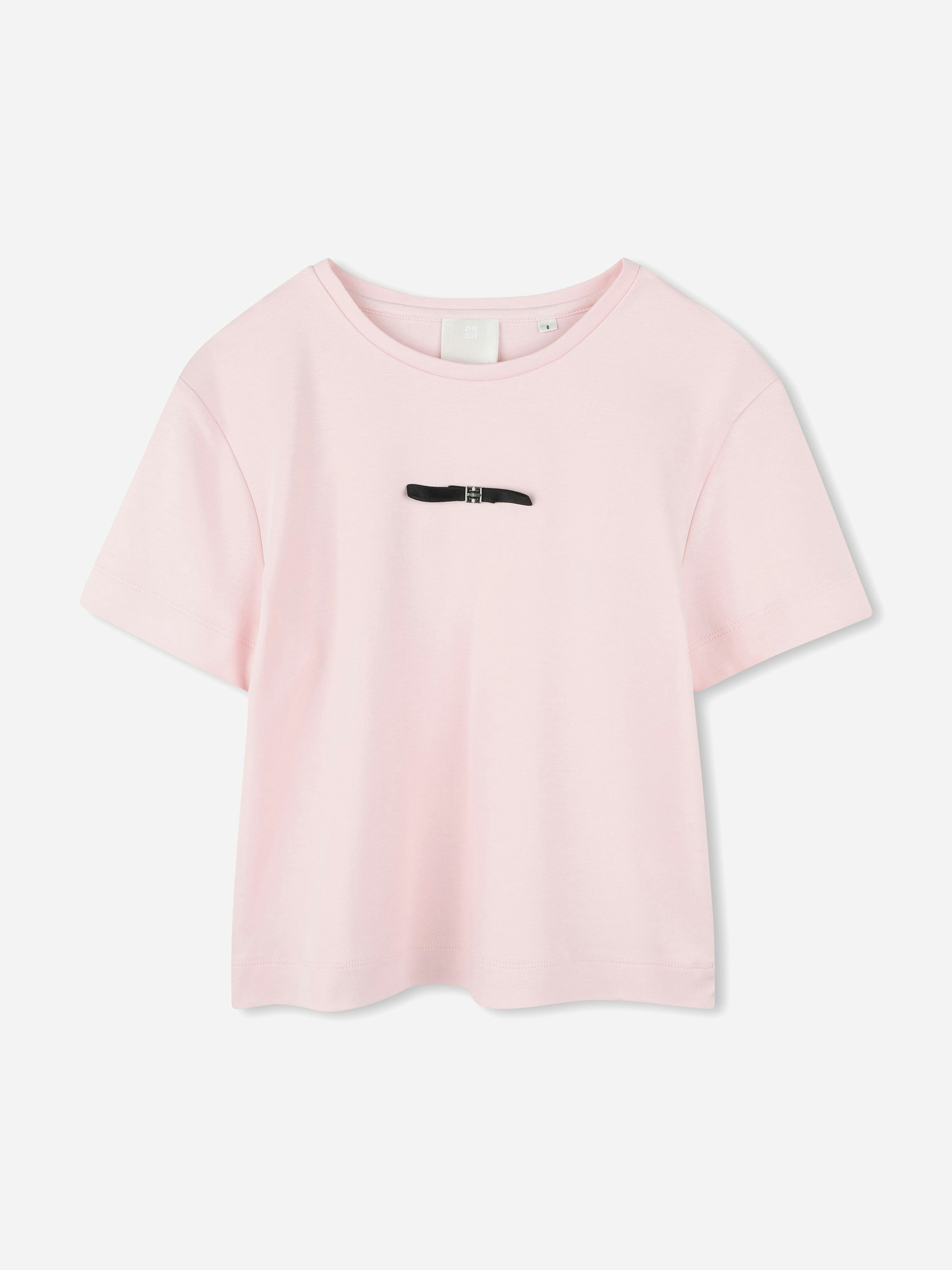 Givenchy Girls Pink 4G Satin Bow T-Shirt In - 5 Yrs