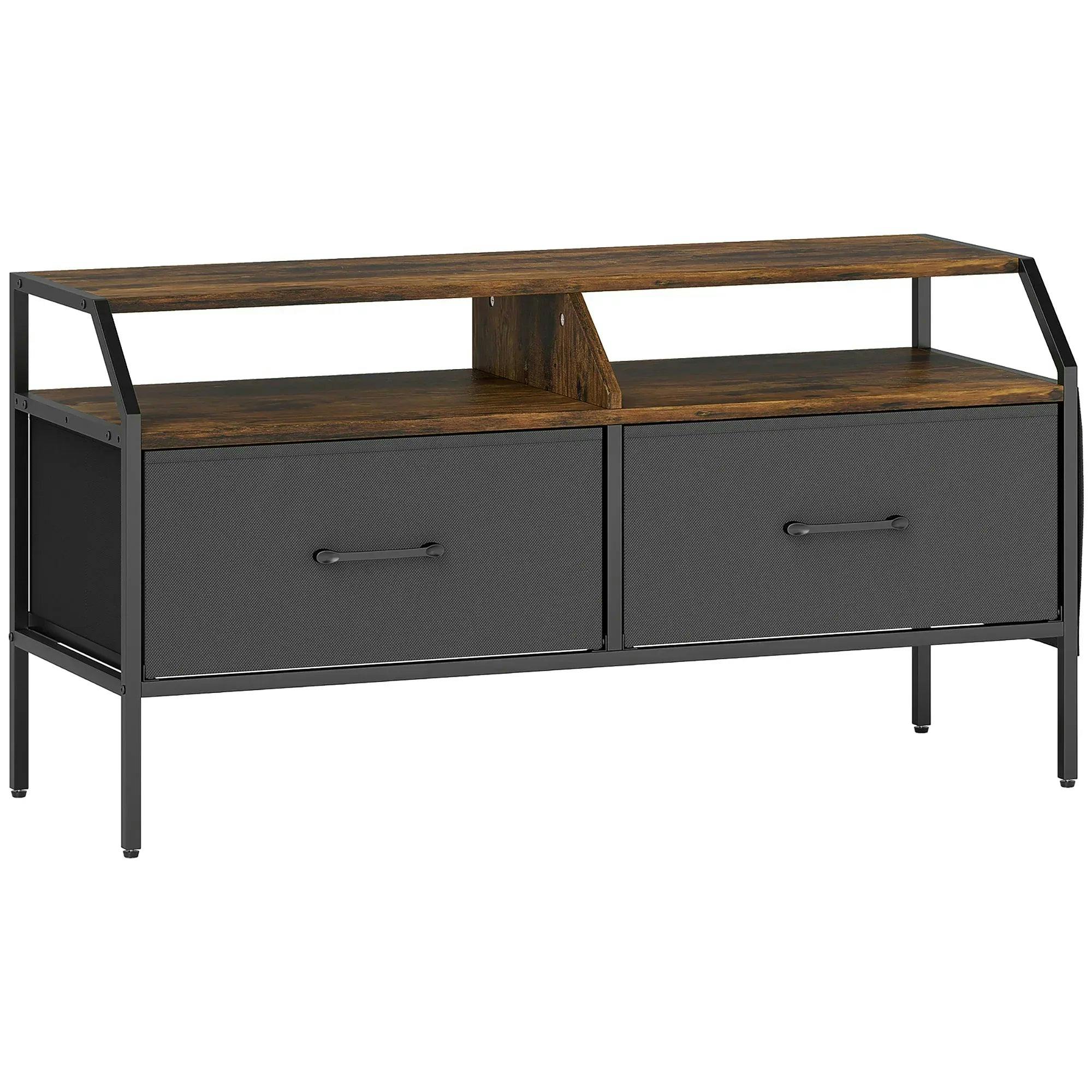 Bobobiy Brown Industrial-Style Tv Stand Cabinet