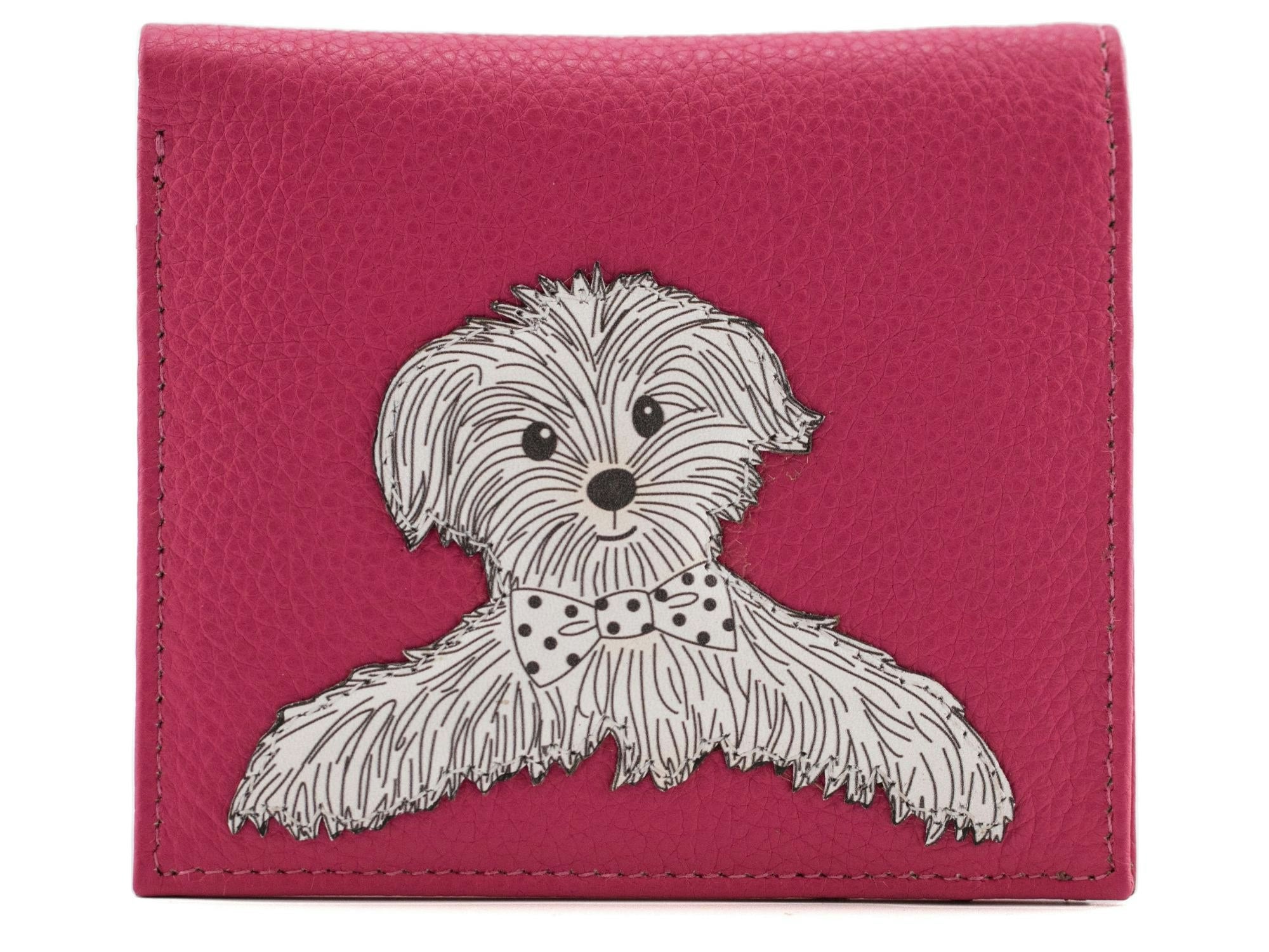Mala Leather Pink Coco Puppy Dog Compact Leather Purse
