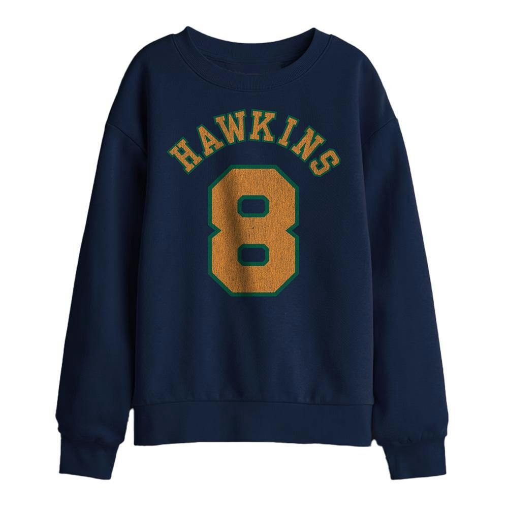 Stranger Things Kids Hawkins No 8 Sweatshirt - Navy - 9-11 Years - Navy - 50% Cotton/50% Polyester