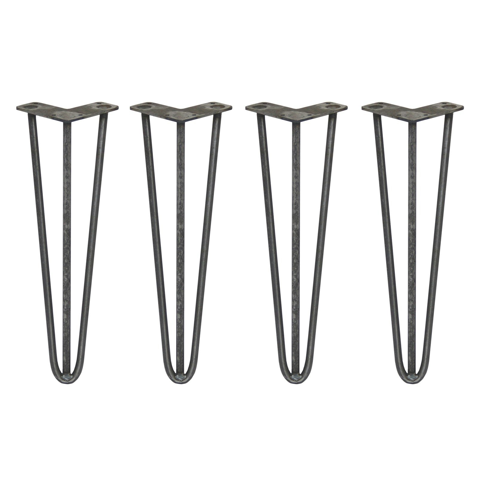 Rackhams 4 X 16" Hairpin Legs - 3 Prong - 12Mm - Raw Steel