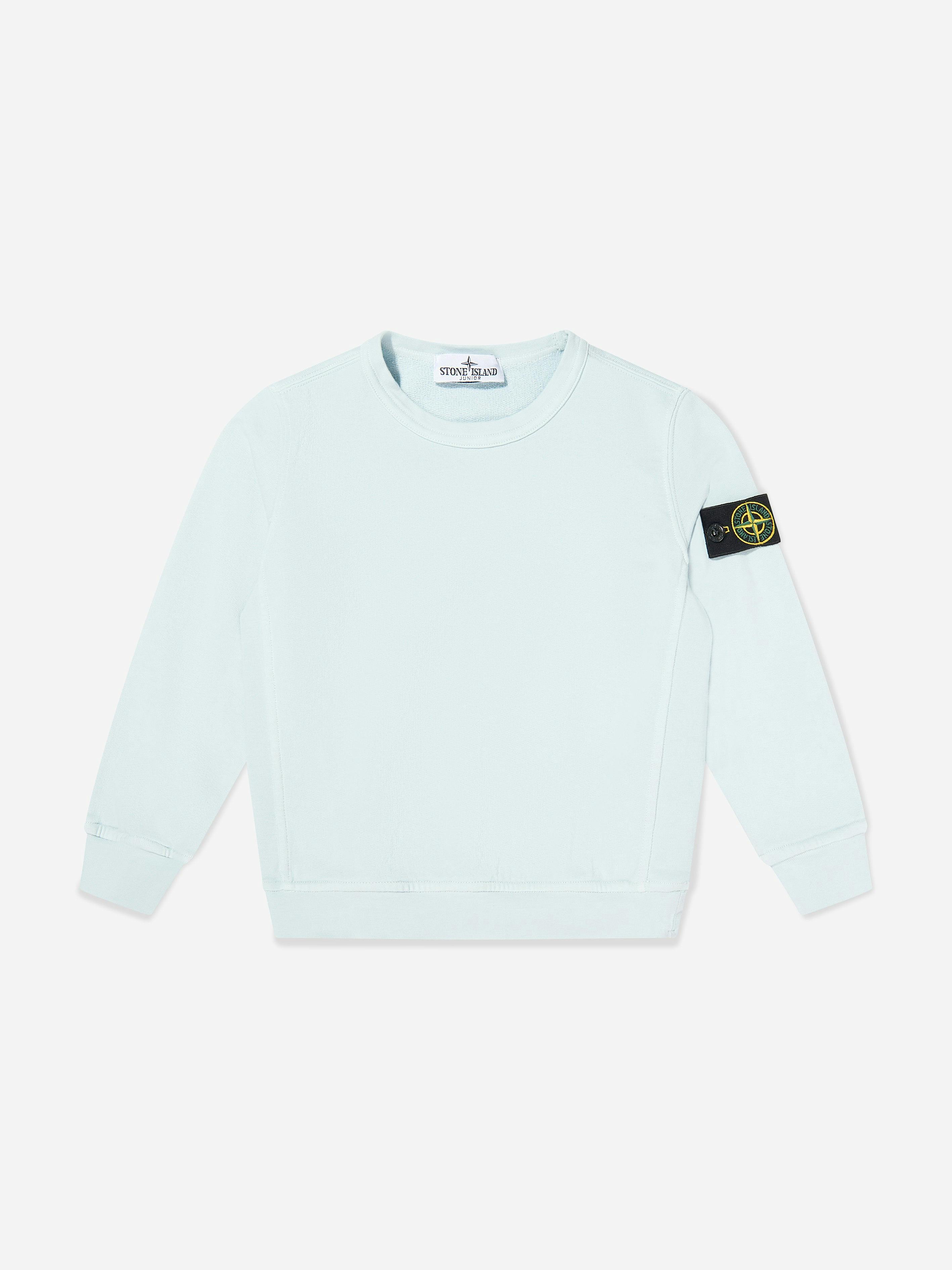 Stone Island Boys Blue Junior Cotton Fleece Sweatshirt In - 10 Yrs