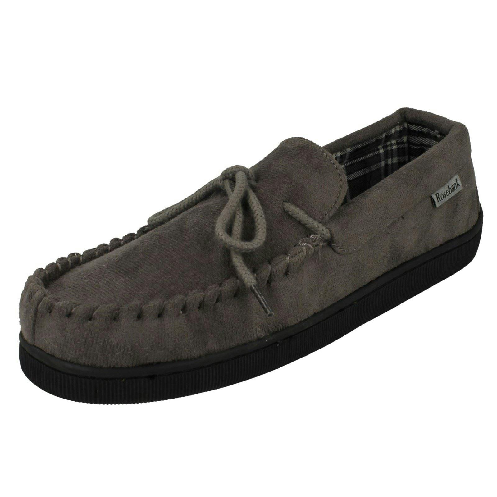 Rosebank Men's Grey Moccasin Slippers Ken-Mocc - Uk 10