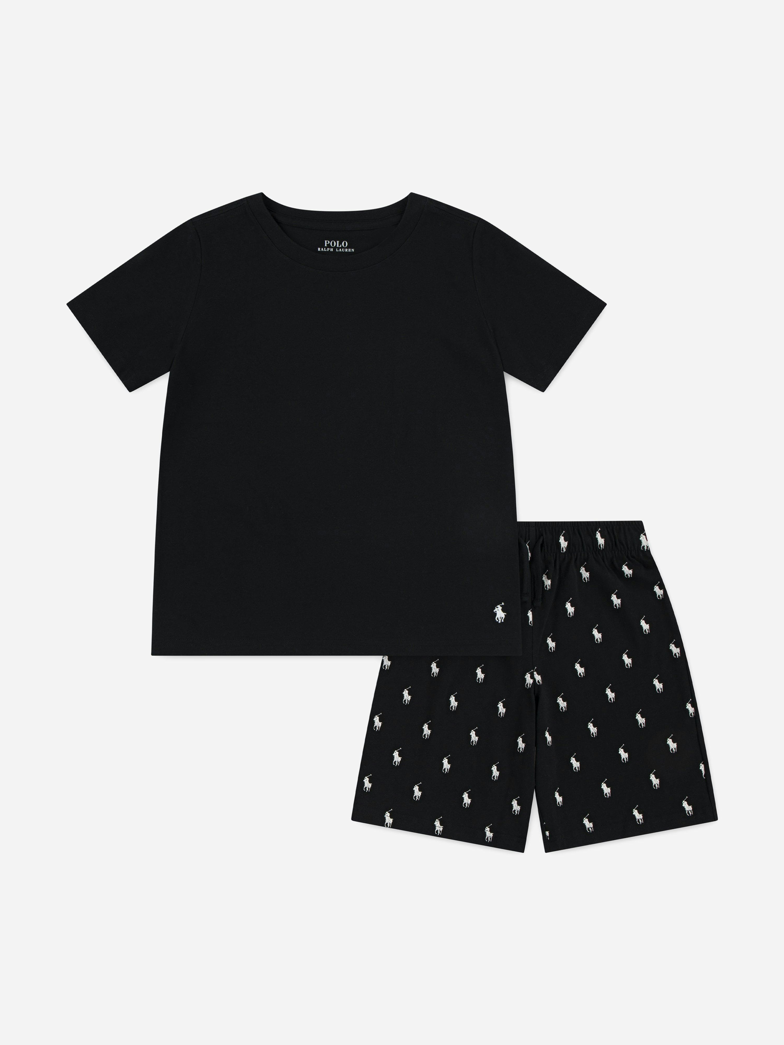 Ralph Lauren Kids Boys Black Ralph Lauren Cotton Jersey Short Pyjamas Set In - 6 Yrs