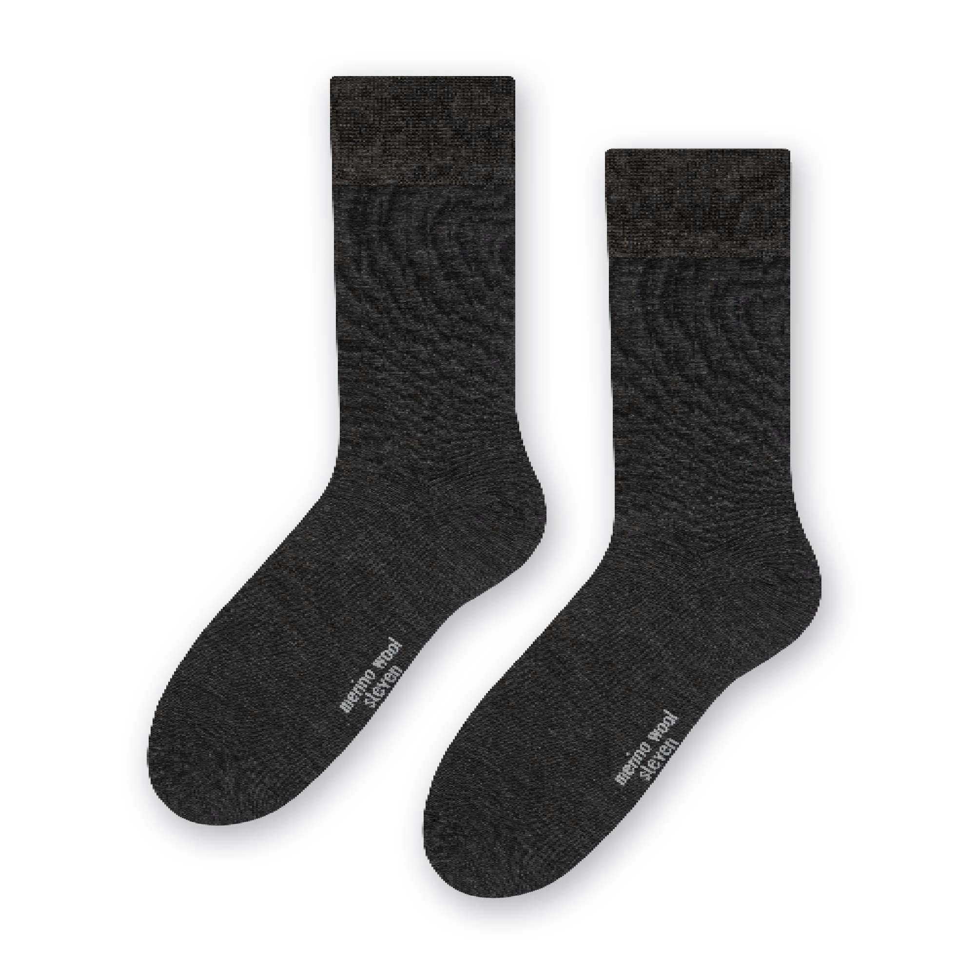 Steven Men's Grey/Black/Dark Warm Soft Merino Wool Ribbed Dress Socks - Charcoal Size 9-11 Uk
