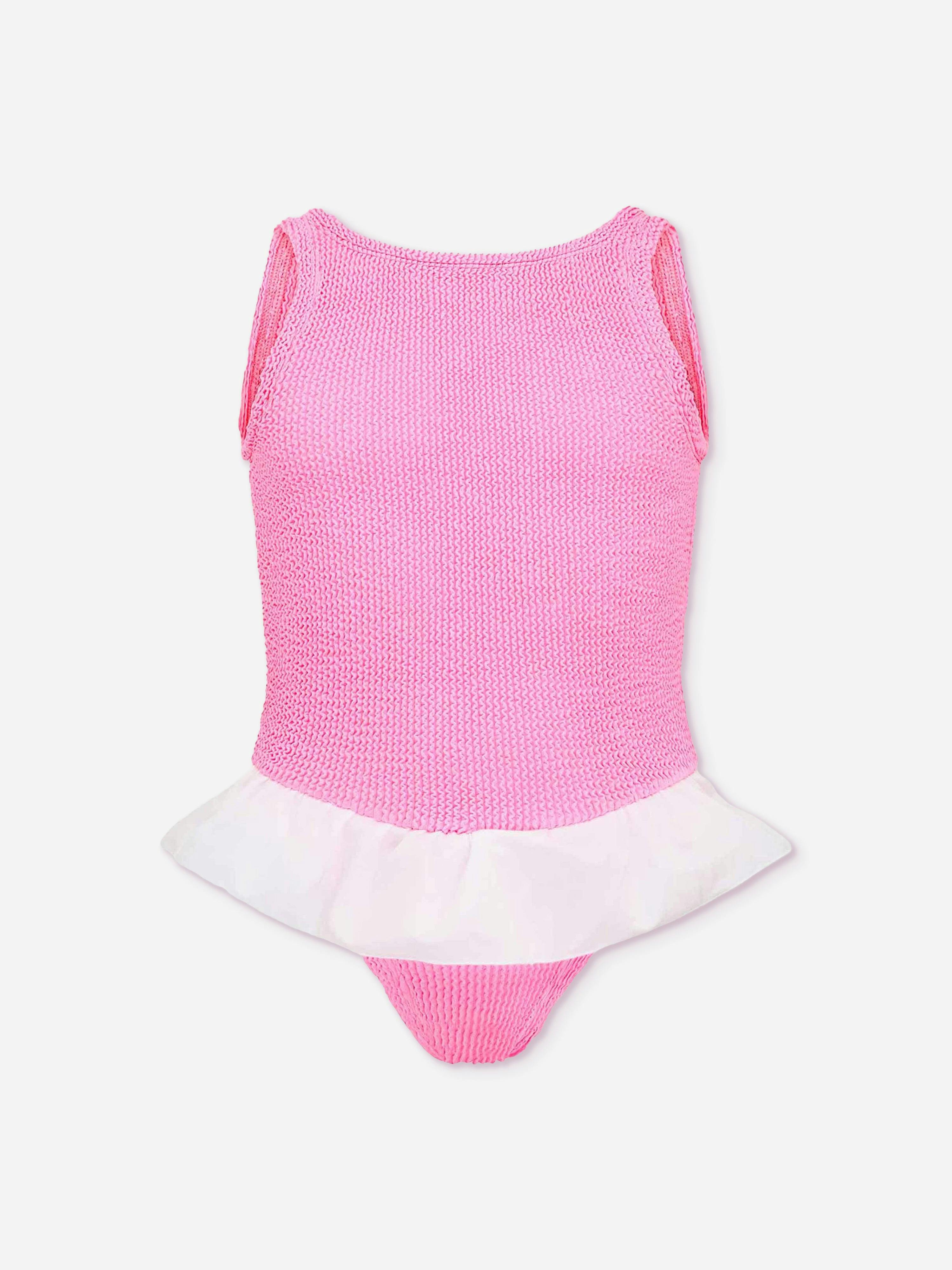 Hunza G Girls Pink Denise Swimsuit In - 7 - 12 Yrs