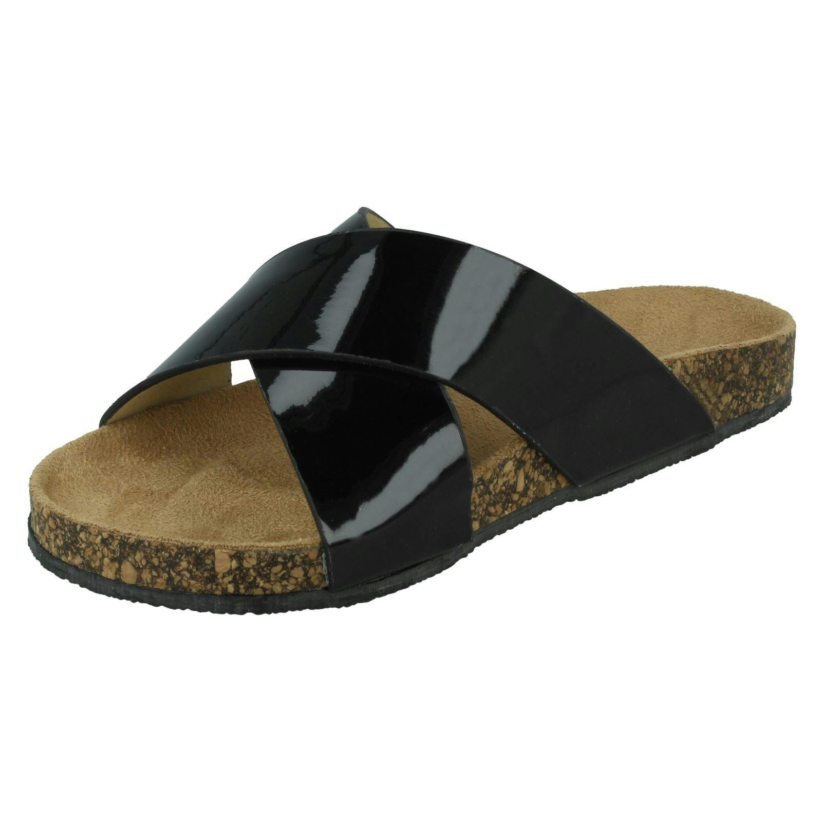 Spot On Girls Black Casual Sliders H0359 - Uk 13 Child