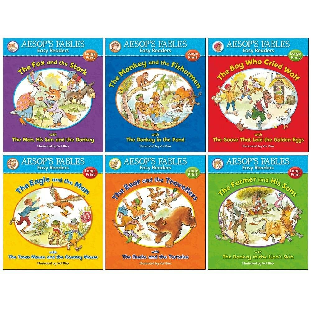 Various Publishers Boys Aesop’s Fables Easy Readers 6 Books Collection Set – Classic Moral Stories Collection For Kids