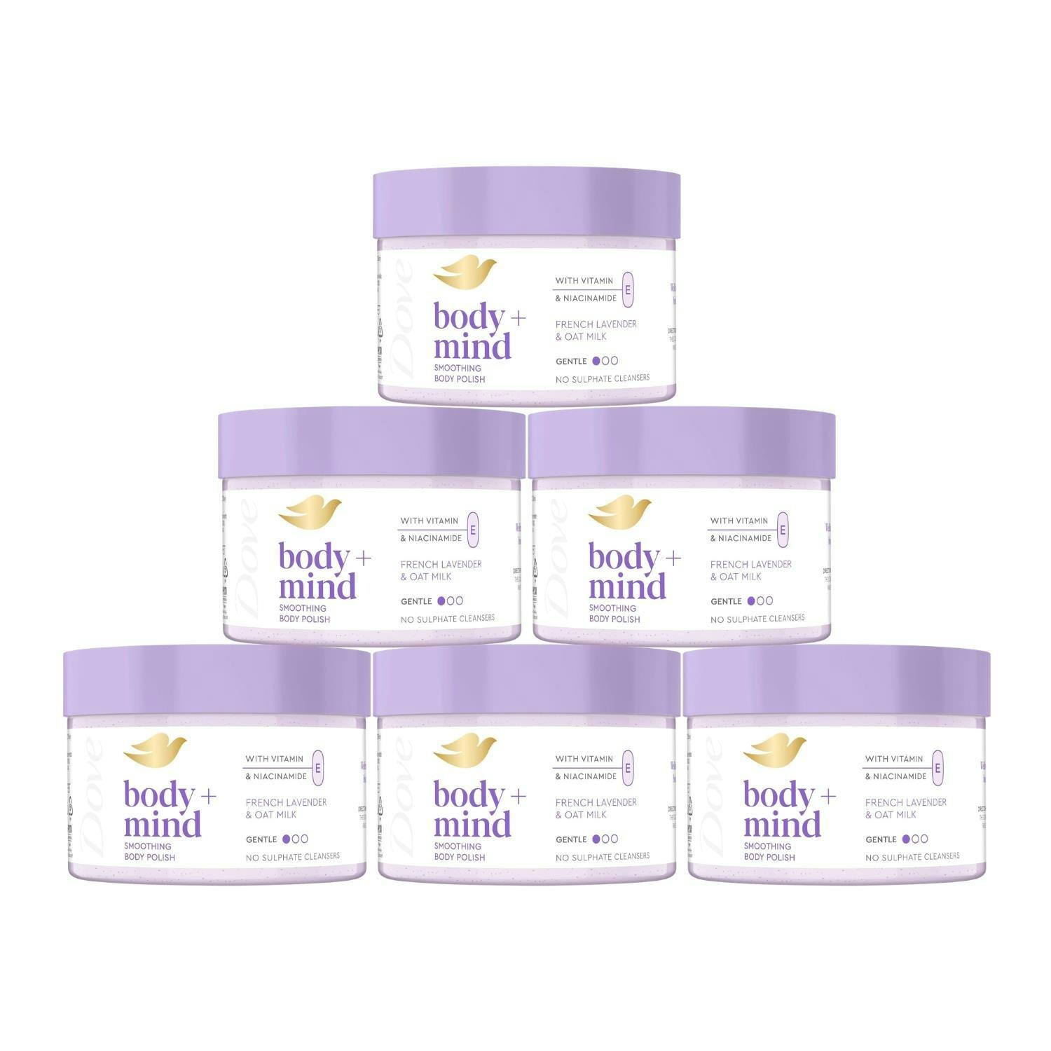 Dove Body+ Mind Body Scrub 6X95ml French Lavender & Oat Milk Exfoliating Scrub - Image 7