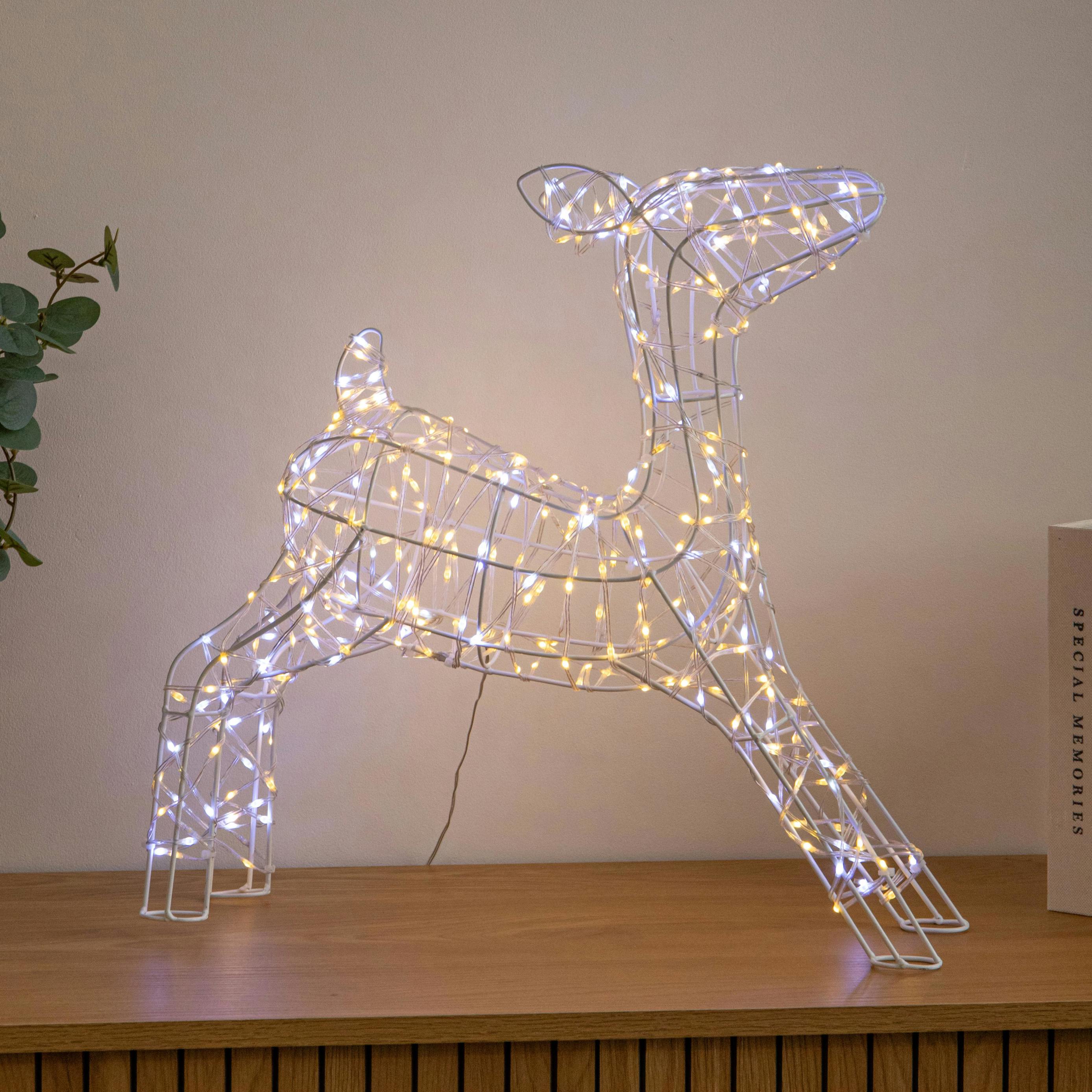 Rackhams Light/White 41Cm Up Christmas Baby Reindeer With & Warm Twinkling Leds