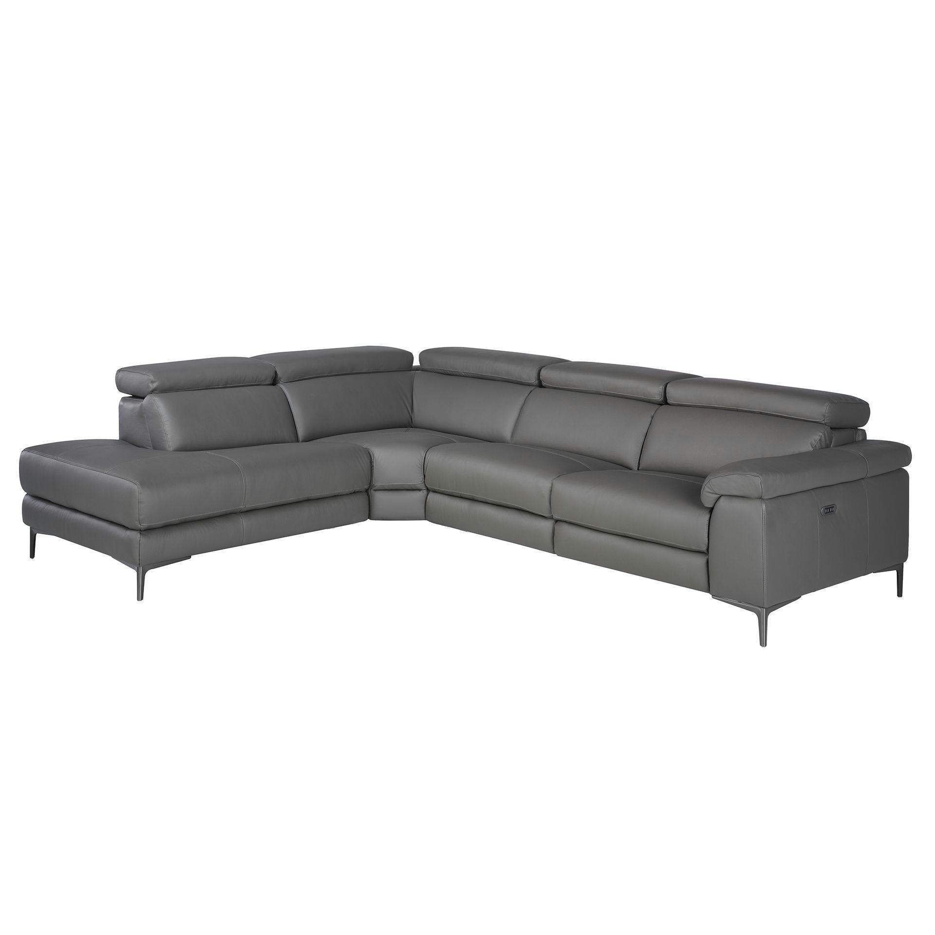 Rackhams Dark/Grey Relax Corner Sofa In Leather 6111/6112 - Left