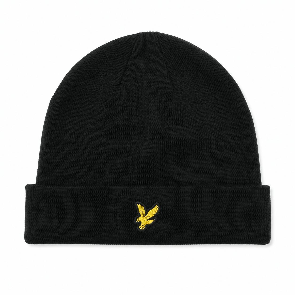 Lyle & Scott Black Basic Beanie Hat Jet - One Size