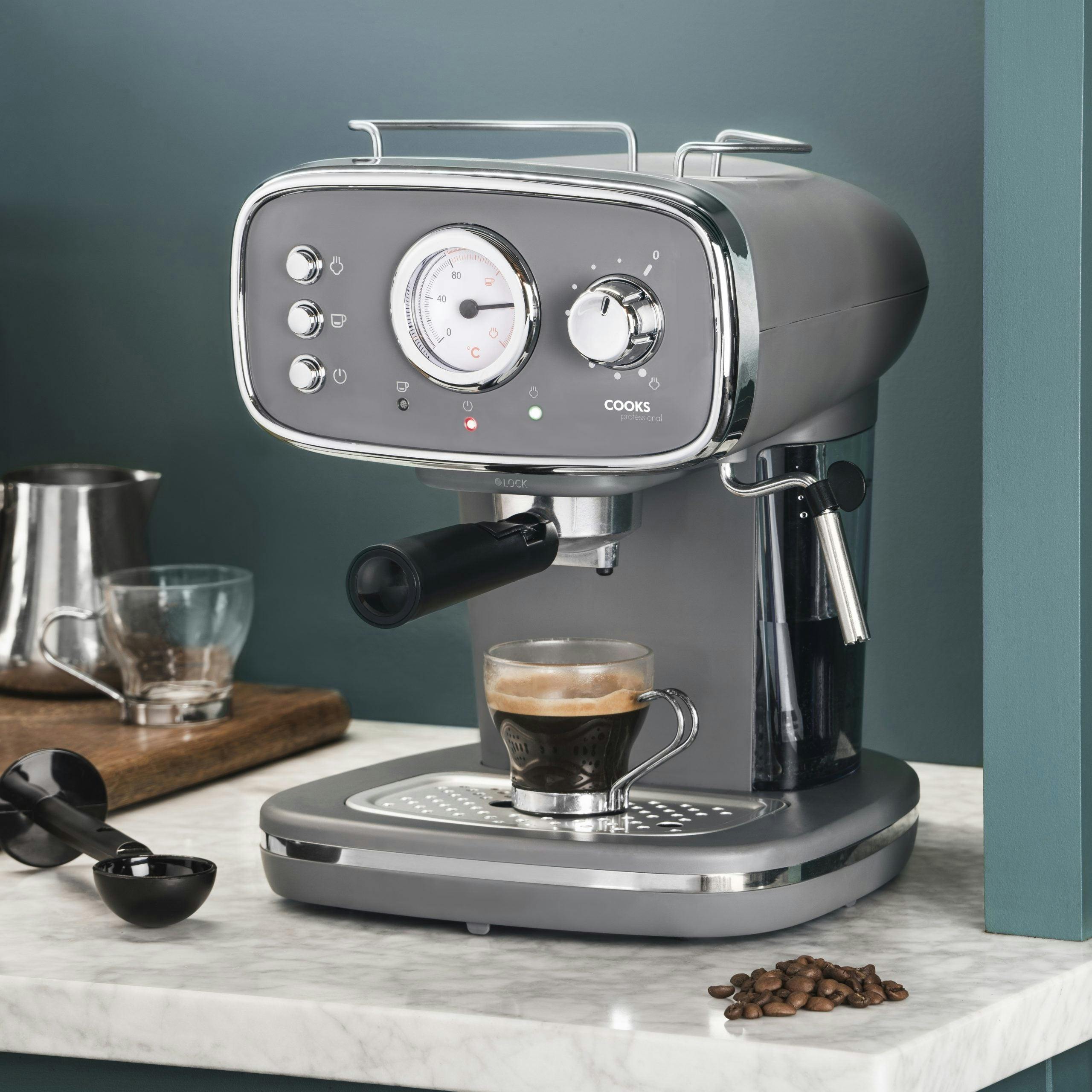 Cooks Professional Grey Retro Espresso Machine |