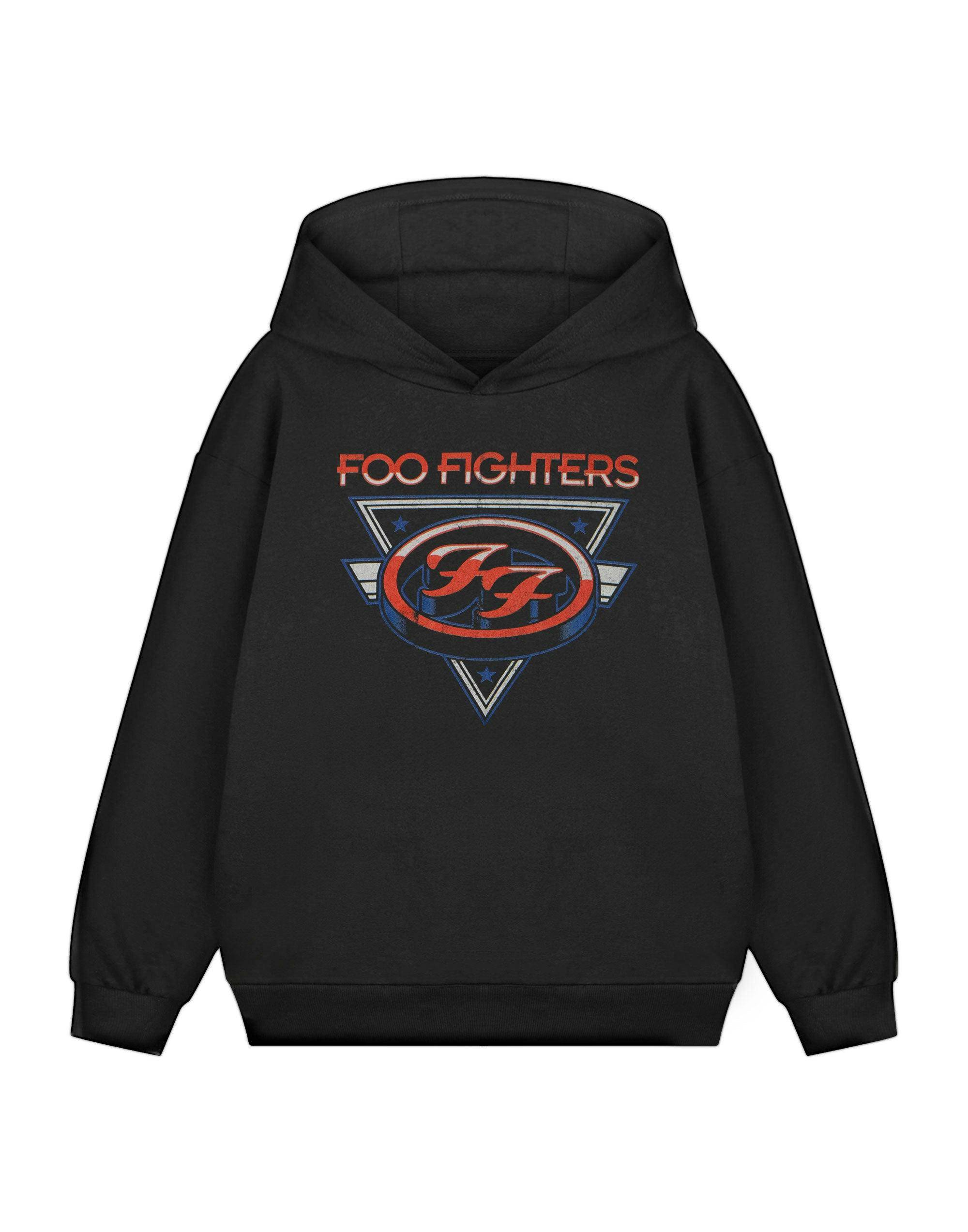Vanilla Underground Unisex Black Foo Fighters Kids Triangle Stars Kids Hoodie - 7-8 Years