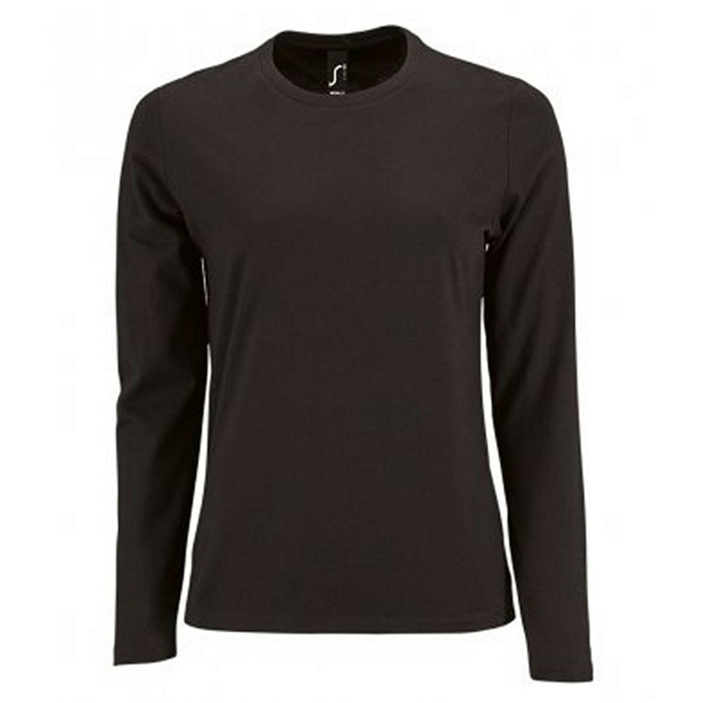 SOLS Womens/Ladies Imperial Long Sleeve T-Shirt (Deep Black) - Size X-Large - Image 2