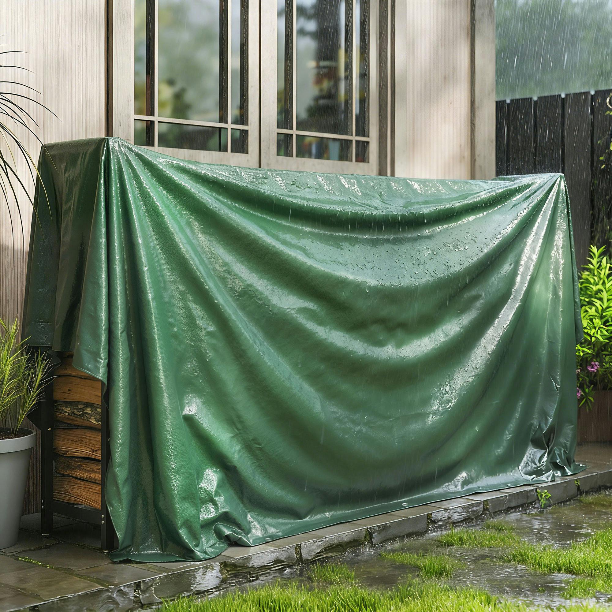 Outsunny 3 X 4M Waterproof Tarpaulin, 90Gsm Tear-Resistant Pe Tarp - 1 - 400L X 300W Cm - Tarpaulin