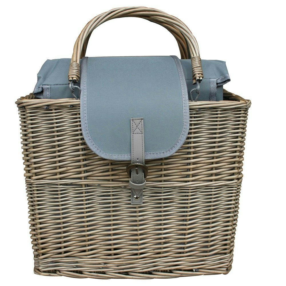 Red Hamper Antique Wash Willow Chiller Basket With Picnic Blanket - Small