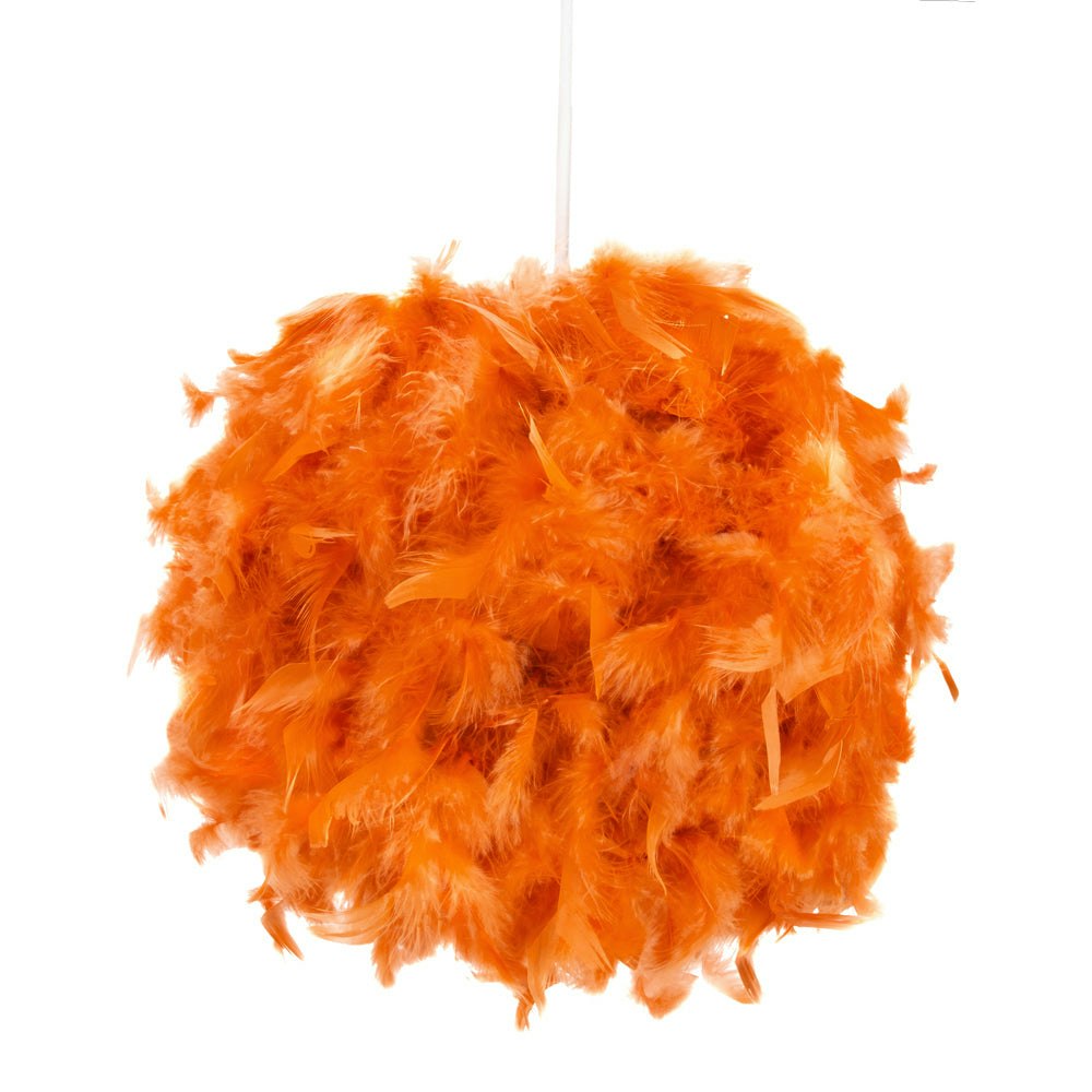 Rackhams Orange Eye-Catching And Modern Small Feather Decorated Pendant Lighting Shade