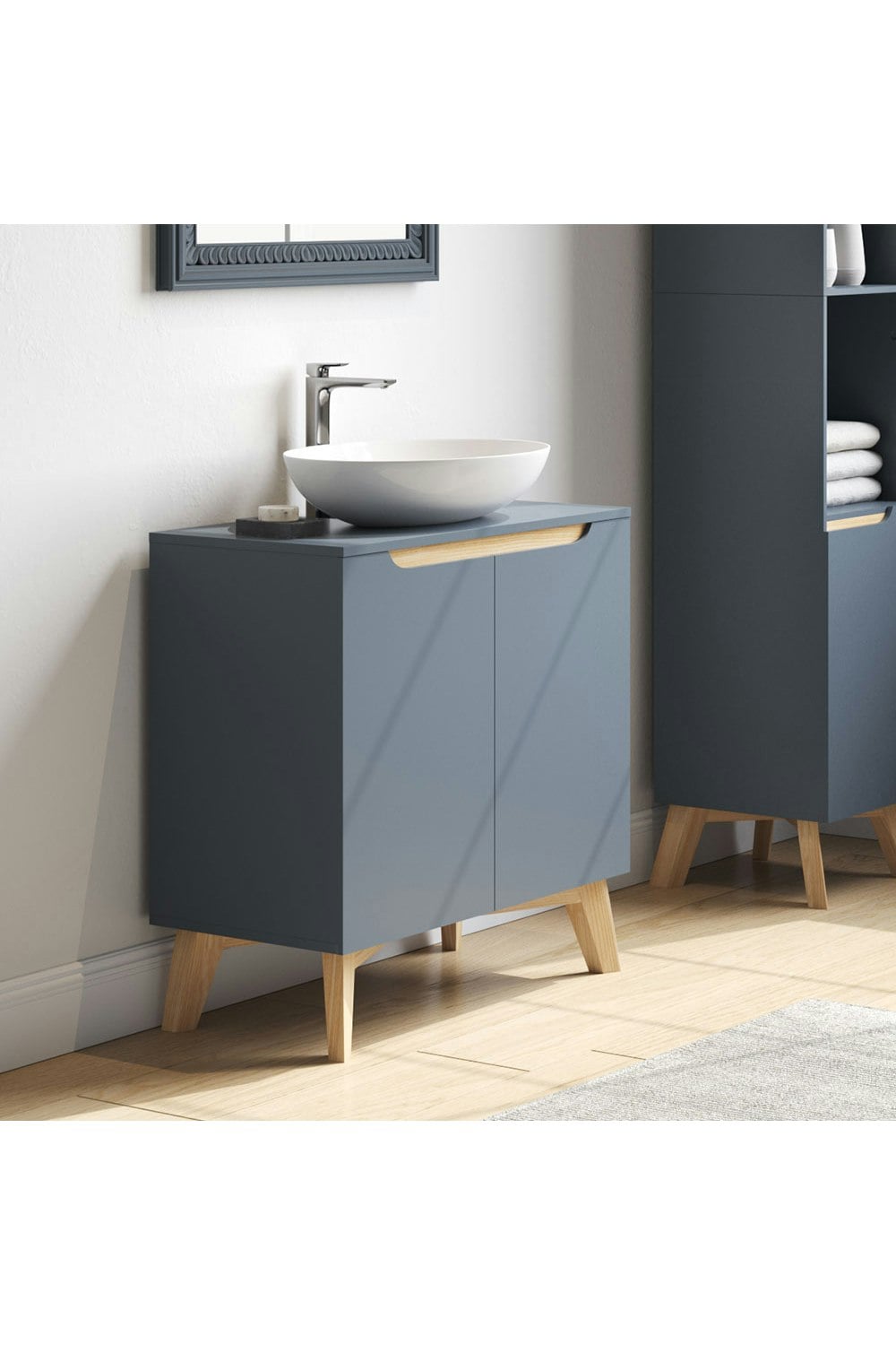 Rackhams Grey Bathroom Freestanding Under Sink Cabinet