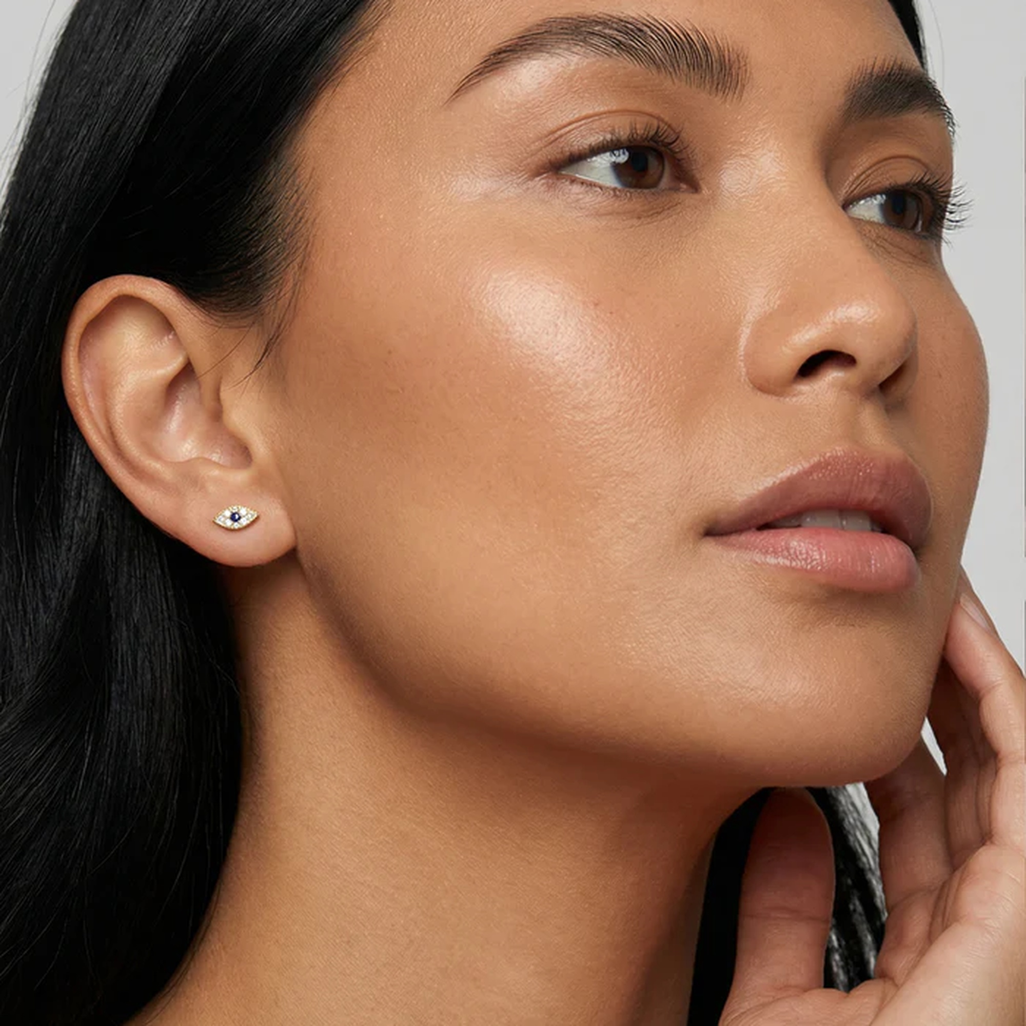 Muchv Gold Dainty Evil Eye Earrings - Screw Back