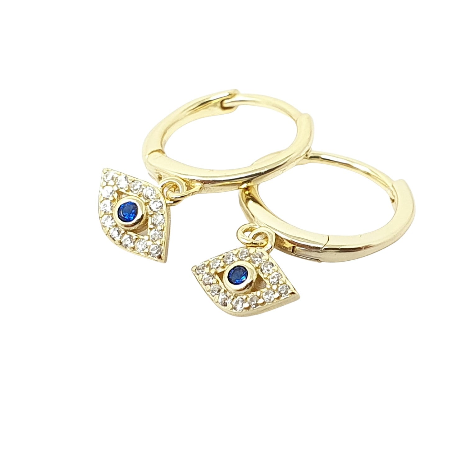 Harfi Minimalist Small Evil Eye Charm Dainty Hoop Earrings