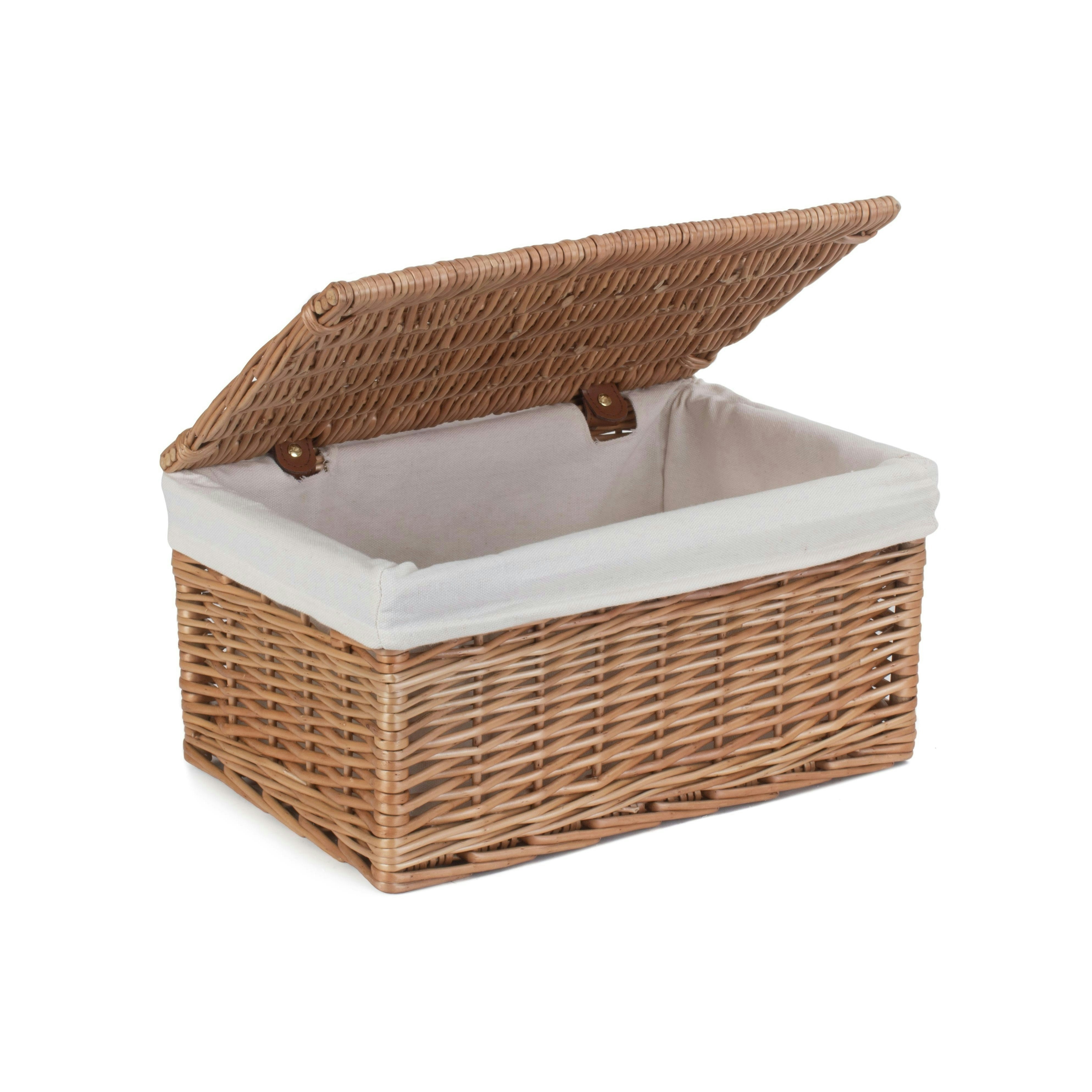 Red Hamper Red/Light Hamper Steamed Cotton Lined Wicker Storage Basket - Small