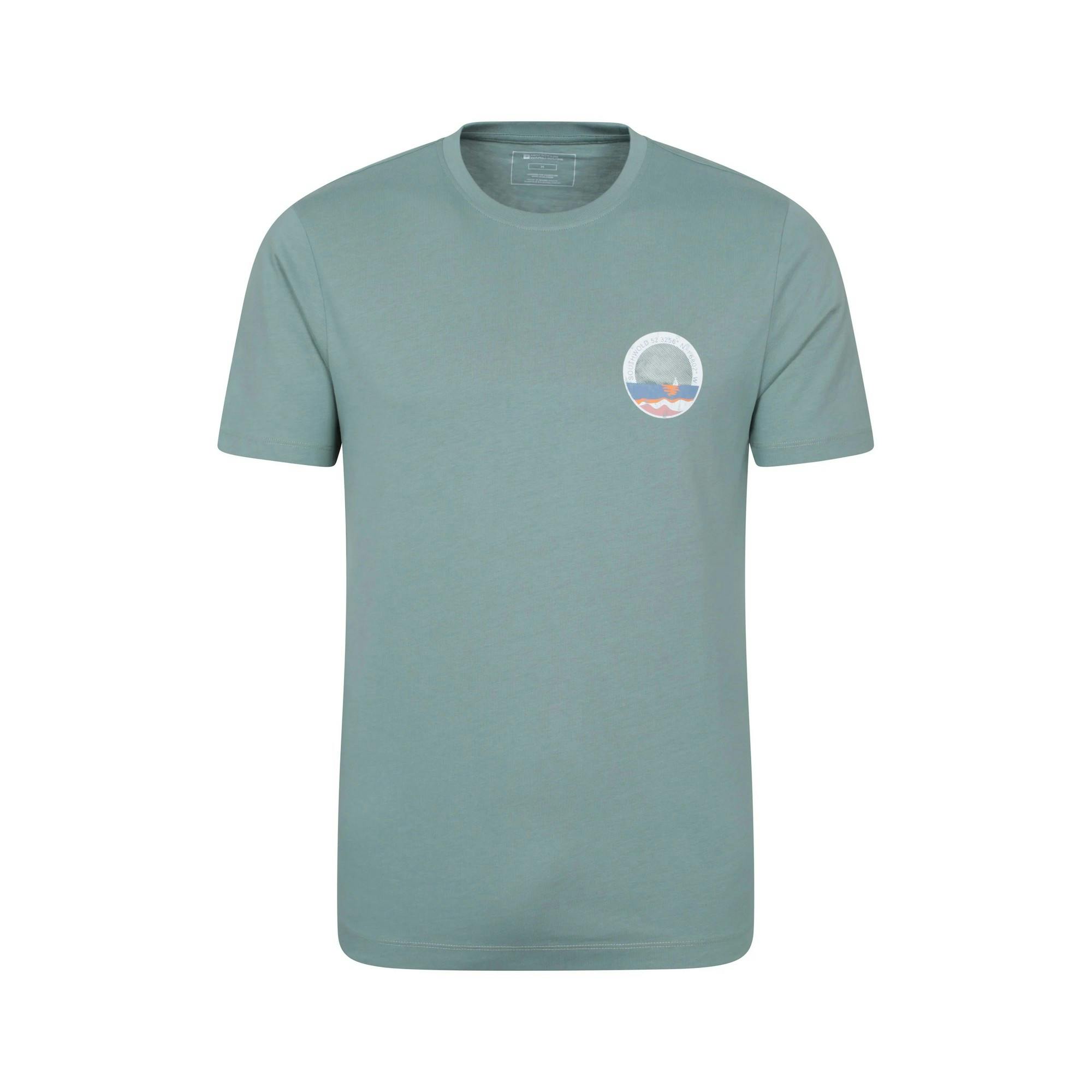 Mountain Warehouse Men's Green Southwold Short-Sleeved T-Shirt - Pale - M - Pale - 100% Organic Cotton
